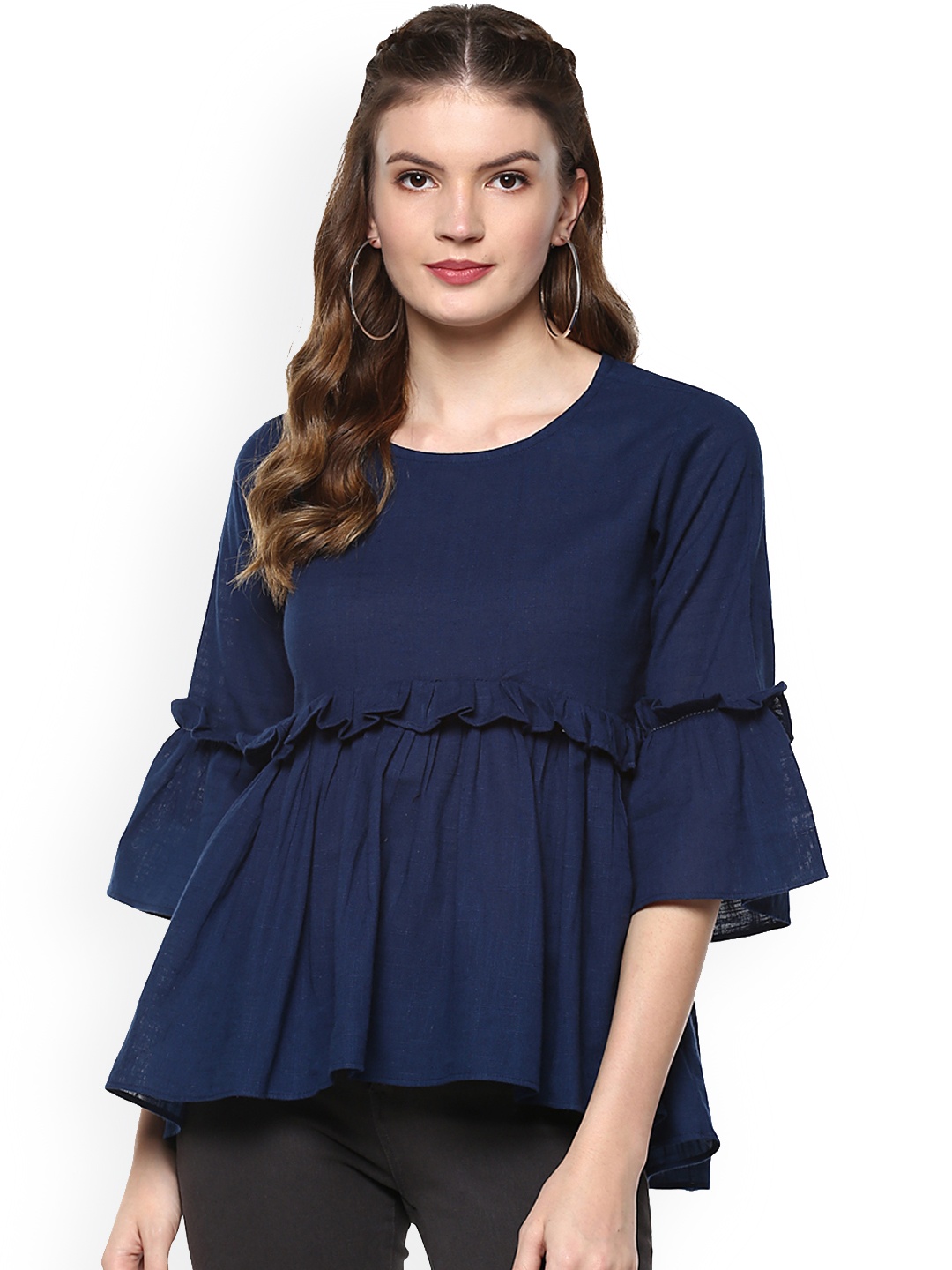 

Idalia Women Navy Blue Solid Empire Top