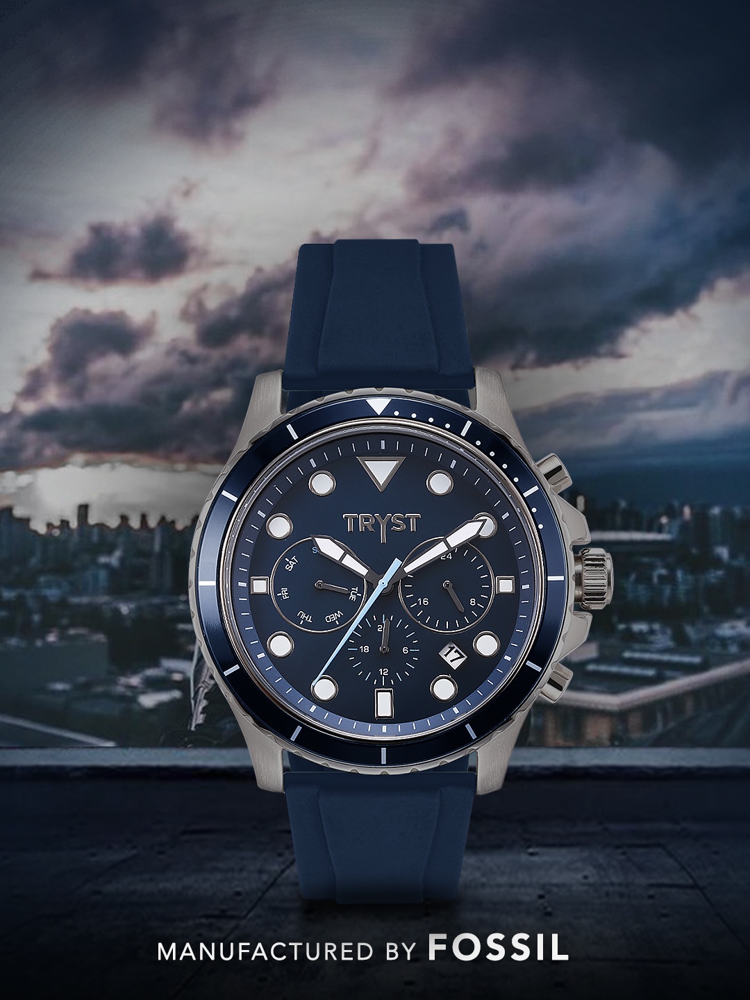 

TRYST Manufactured & Serviced by Fossil Men Navy Blue Watch