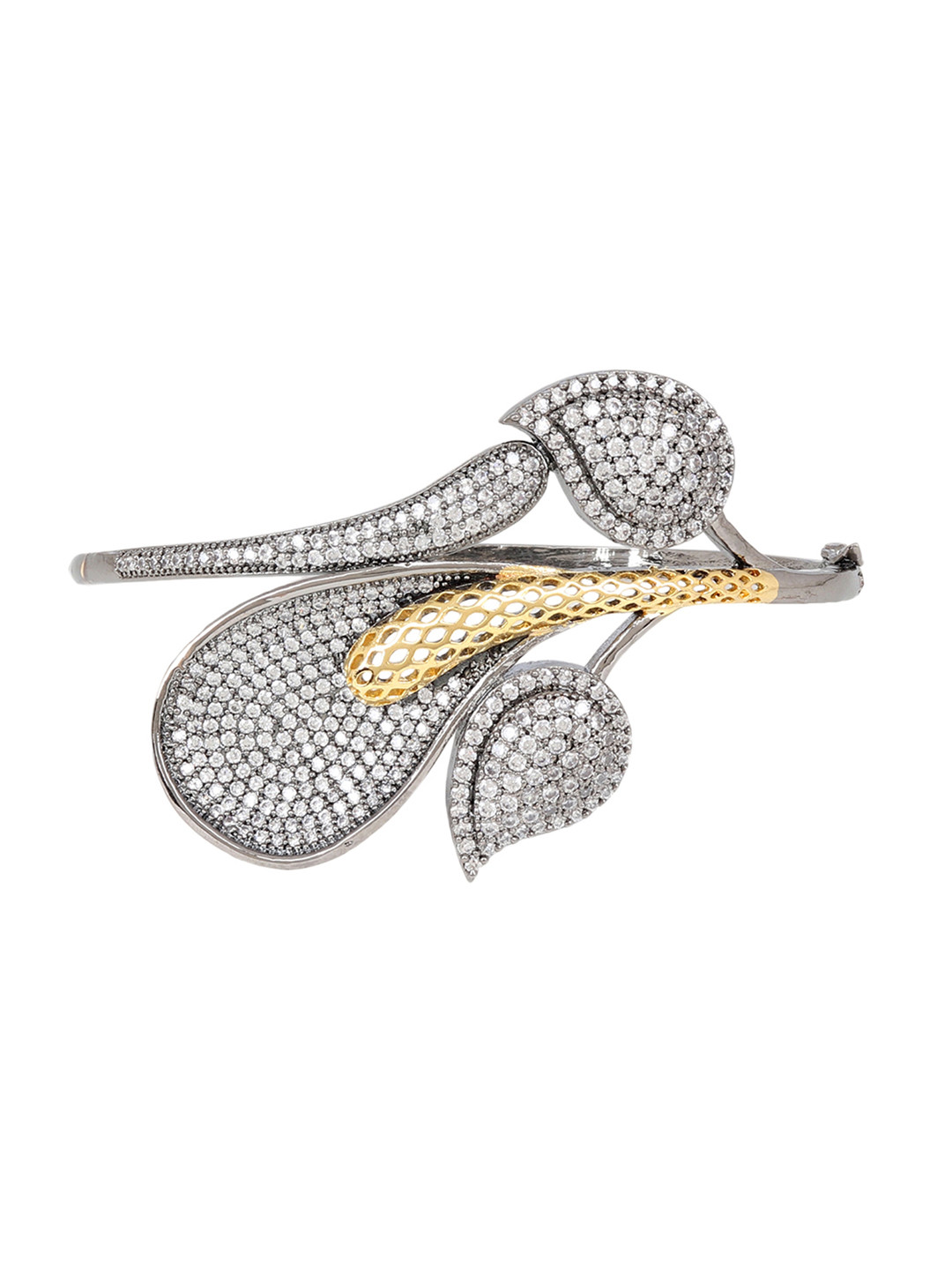 

Adwitiya Collection Silver-Plated Oxidised Kada Bracelet