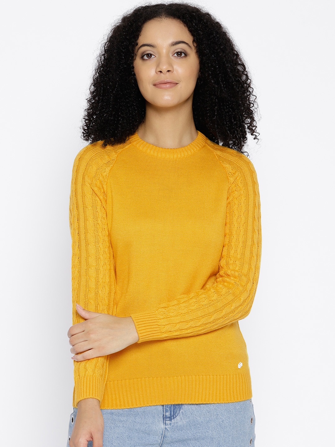 

Cayman Women Mustard Yellow Woollen Solid Pullover