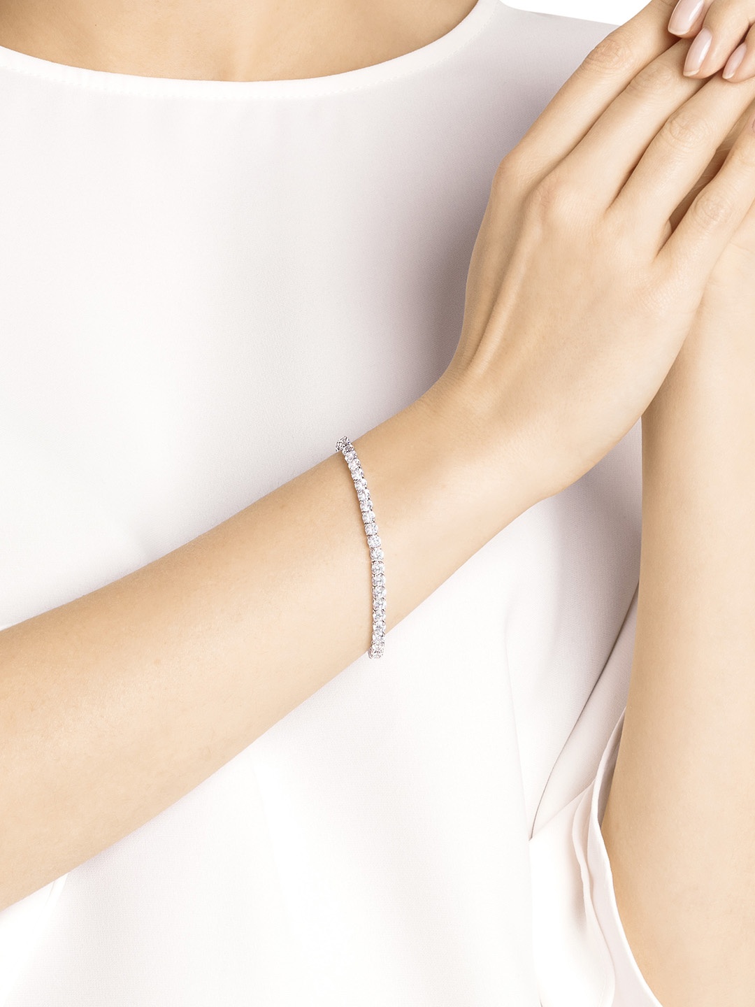 

SWAROVSKI TENNIS:BRACELET RND DLX CZWH/RHS M, Silver