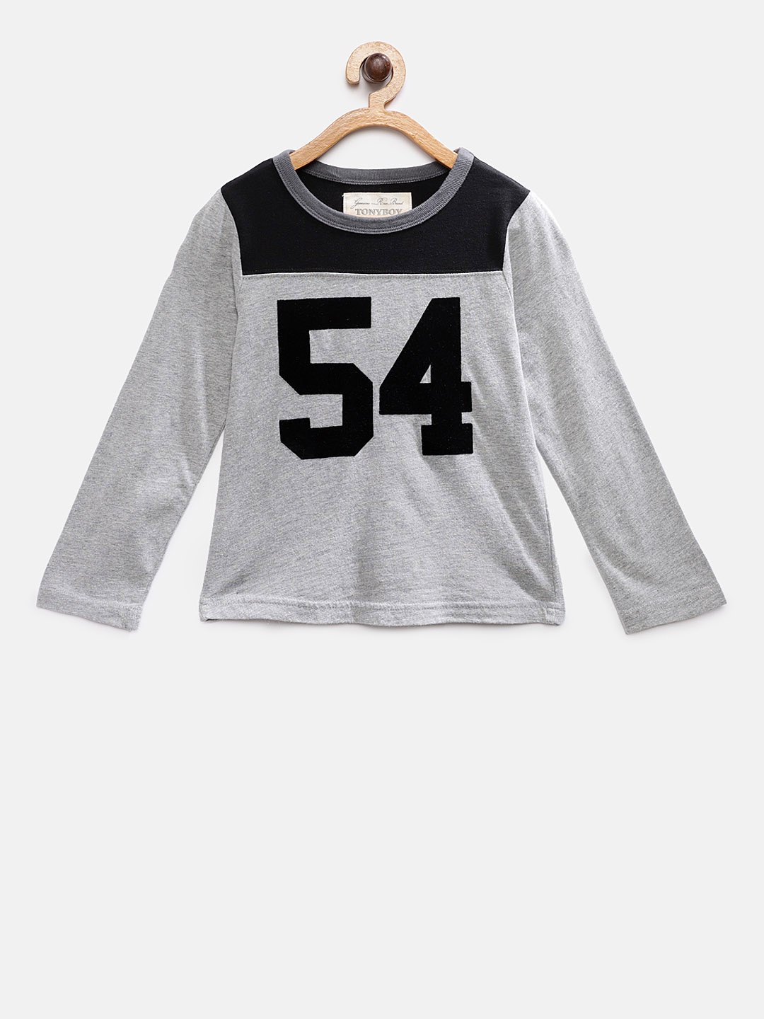 

TONYBOY Boys Grey & Black Printed Round Neck T-shirt