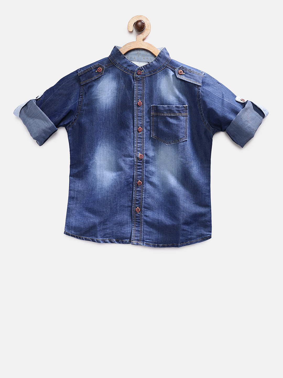 

TONYBOY Boys Blue Regular Fit Solid Casual Denim Shirt