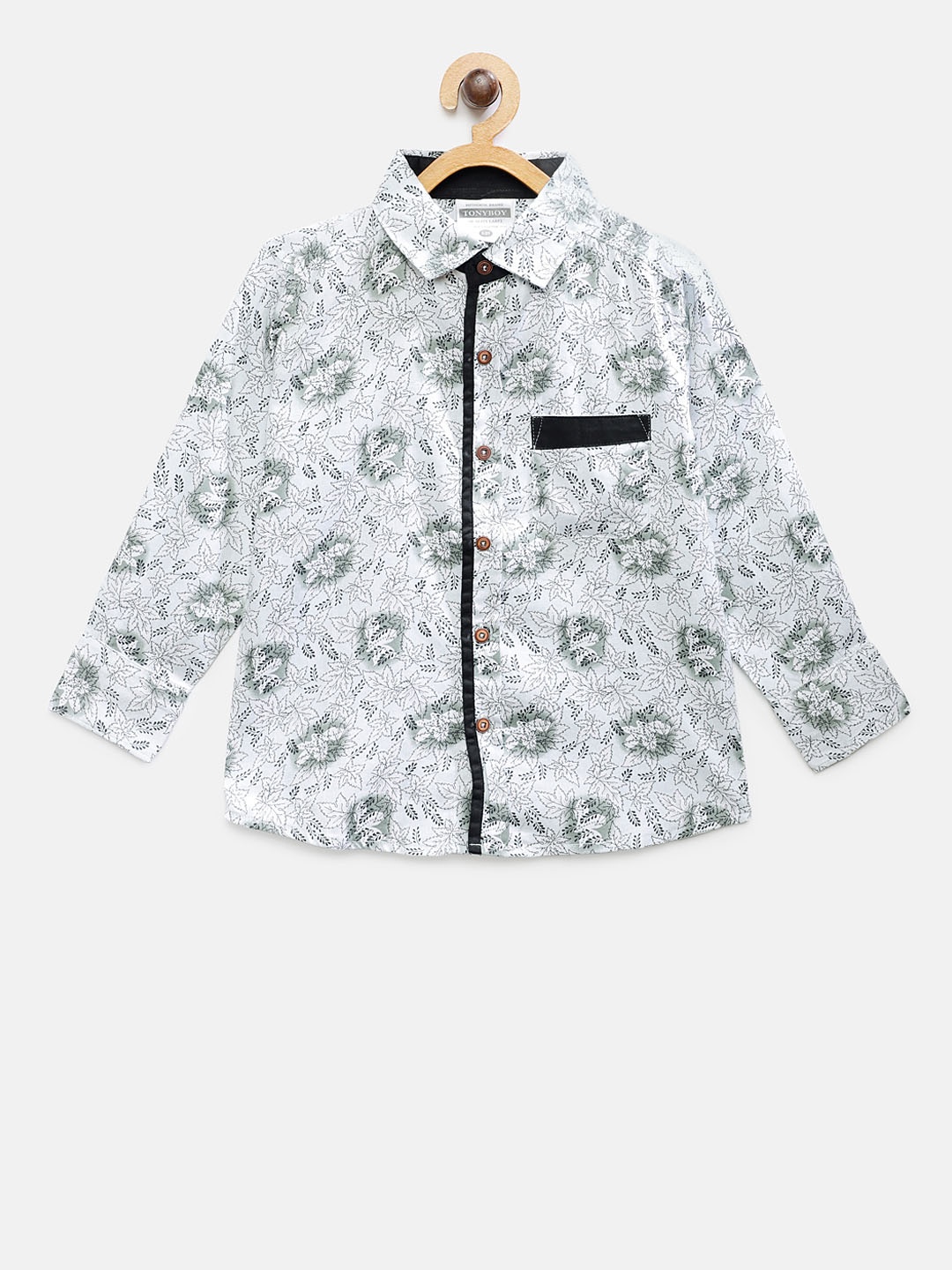 

TONYBOY Boys Sea Green & White Regular Fit Printed Casual Shirt