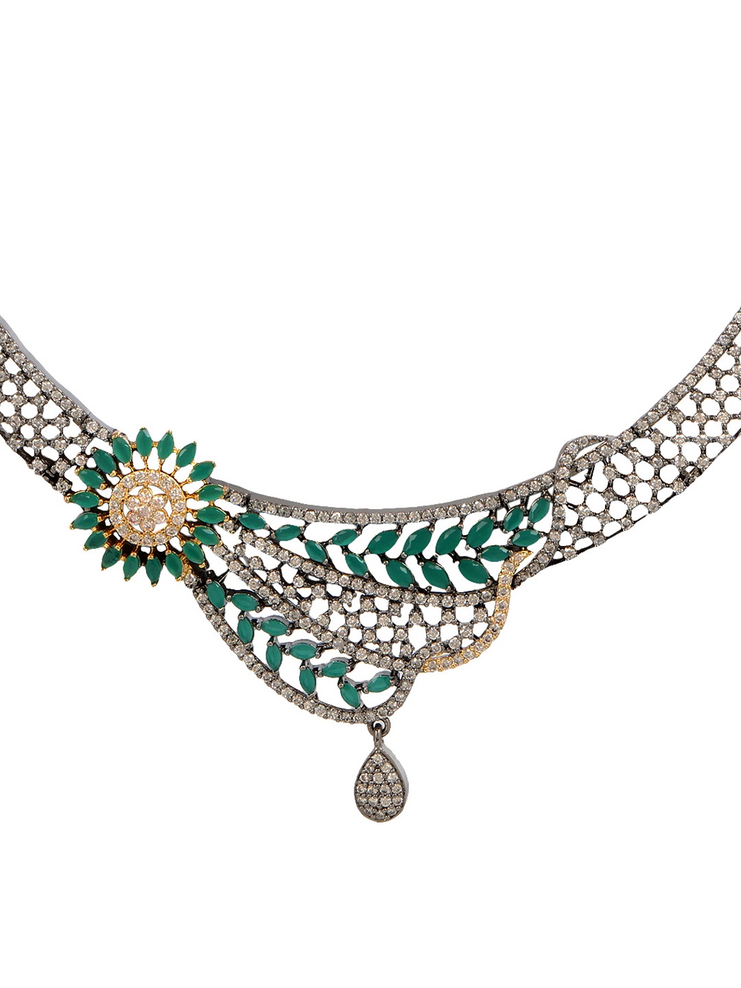 

Adwitiya Collection Silver-Plated Antique Jewellery Set