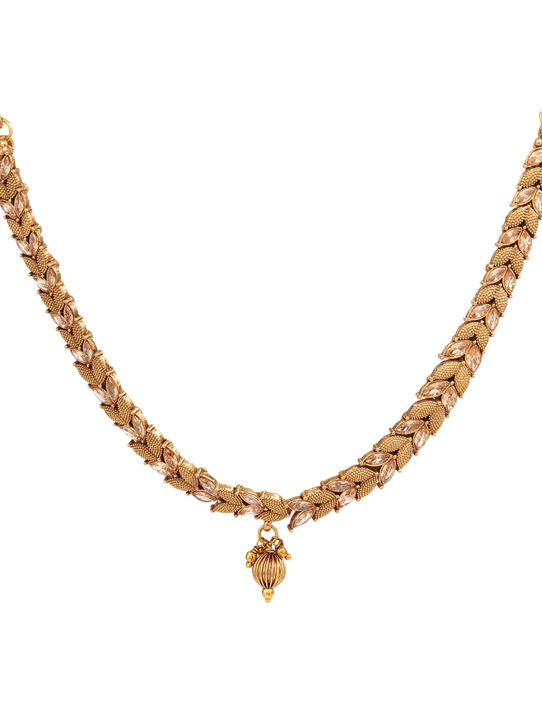 

Adwitiya Collection Gold-Plated CZ Antique Jewellery Set