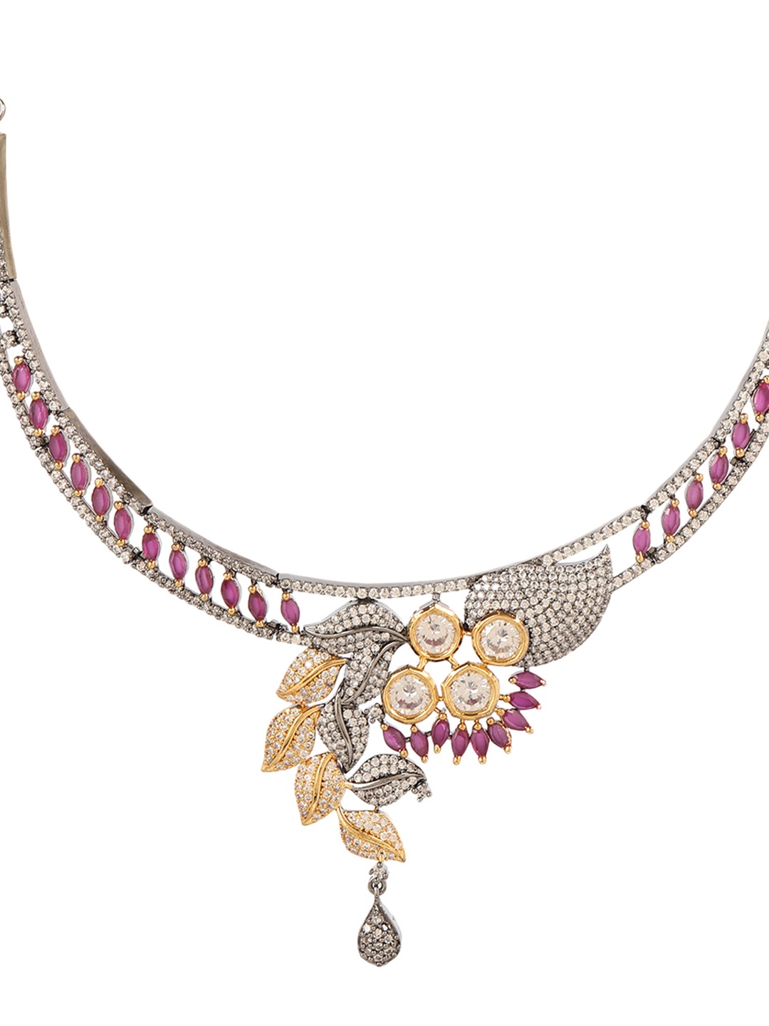 

Adwitiya Collection Silver-Plated Antique Jewellery Set