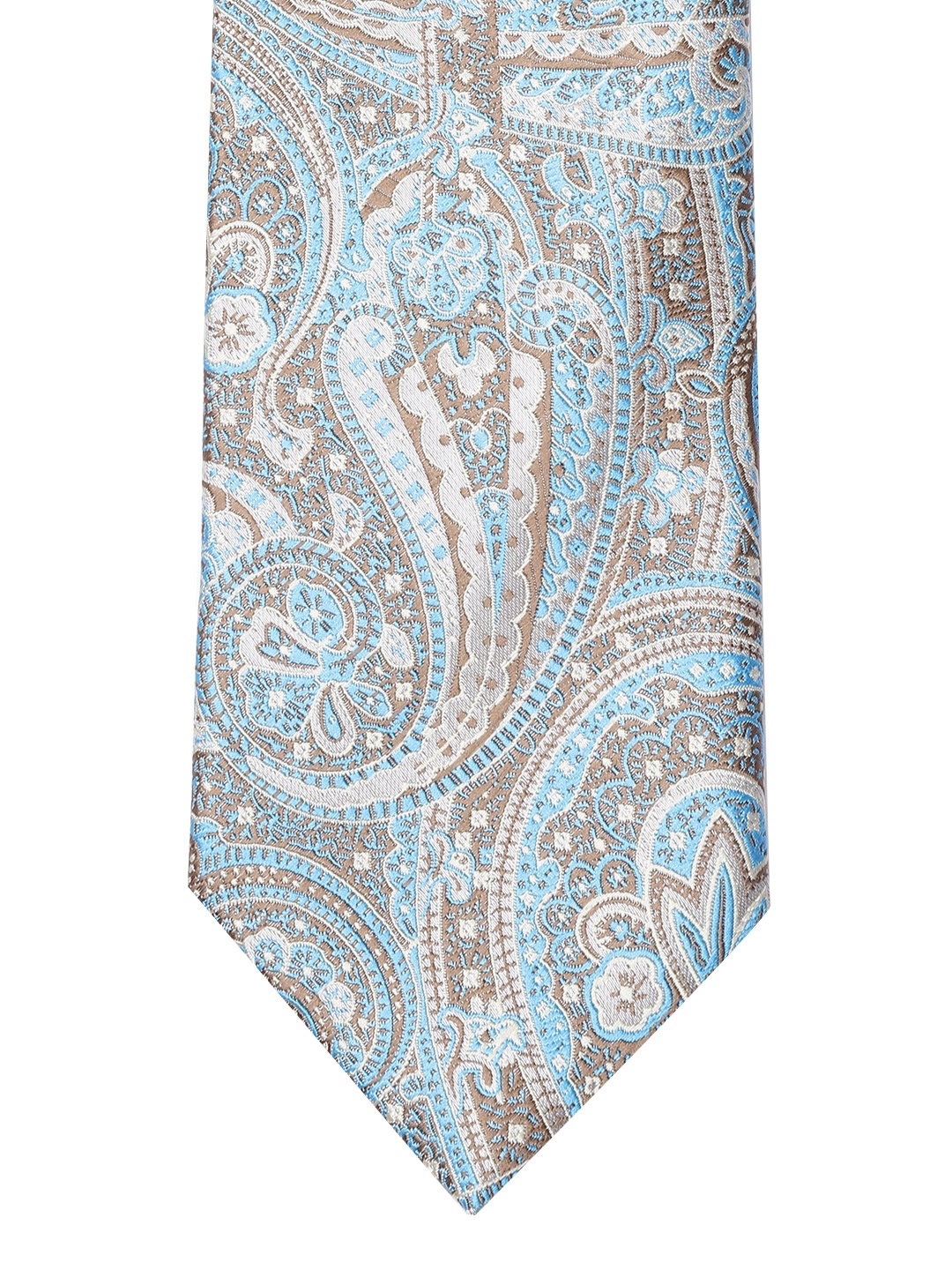 

Lino Perros Blue & Beige Paisley Woven Design Broad Tie