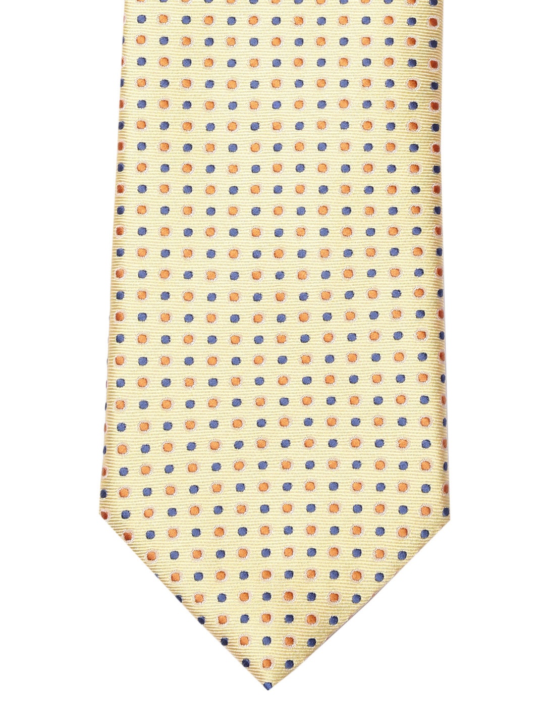 

Lino Perros Cream-Coloured & Blue Dot Woven Design Broad Tie
