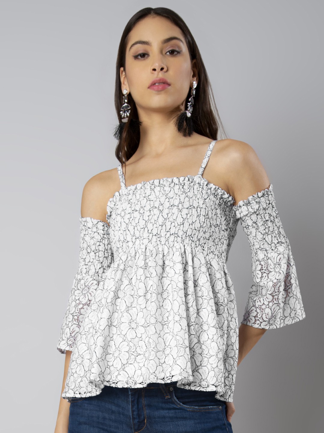 

FabAlley Women White Printed Empire Top