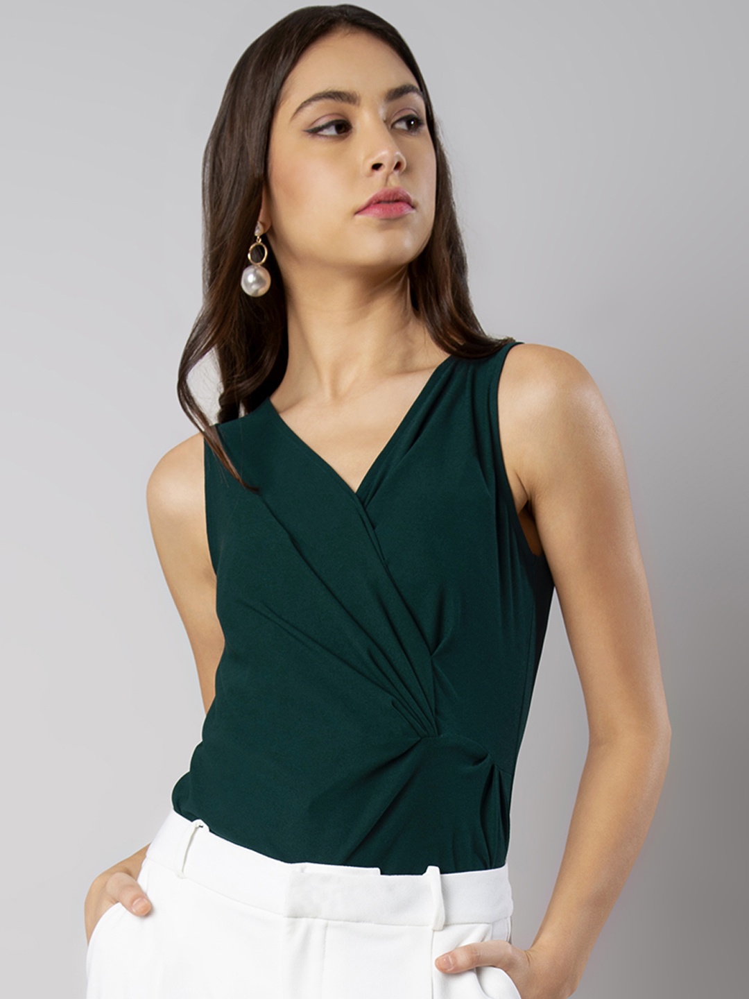 

FabAlley Women Green Solid Top