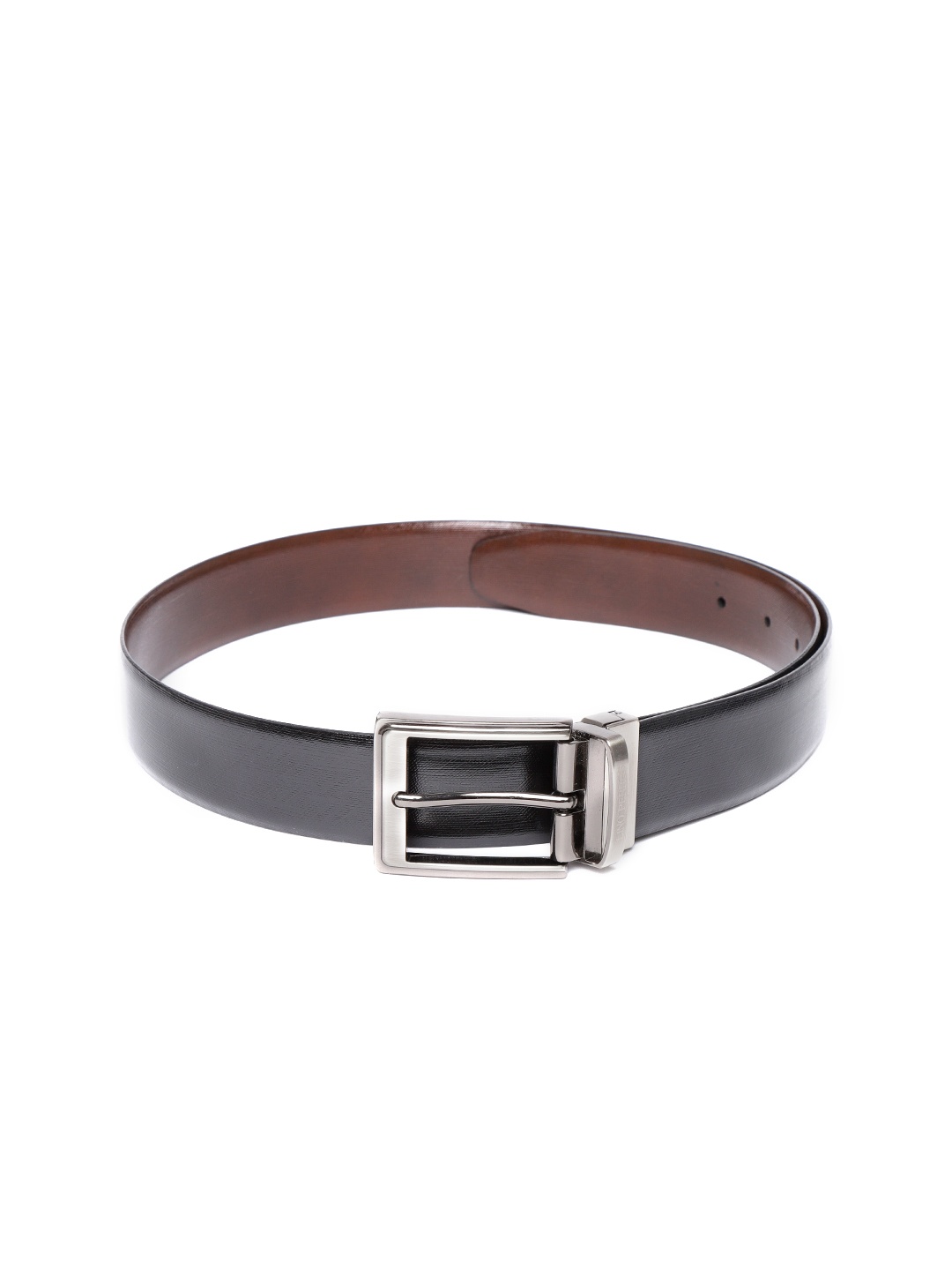 

Lino Perros Men Black & Coffee Brown Solid Reversible Leather Belt