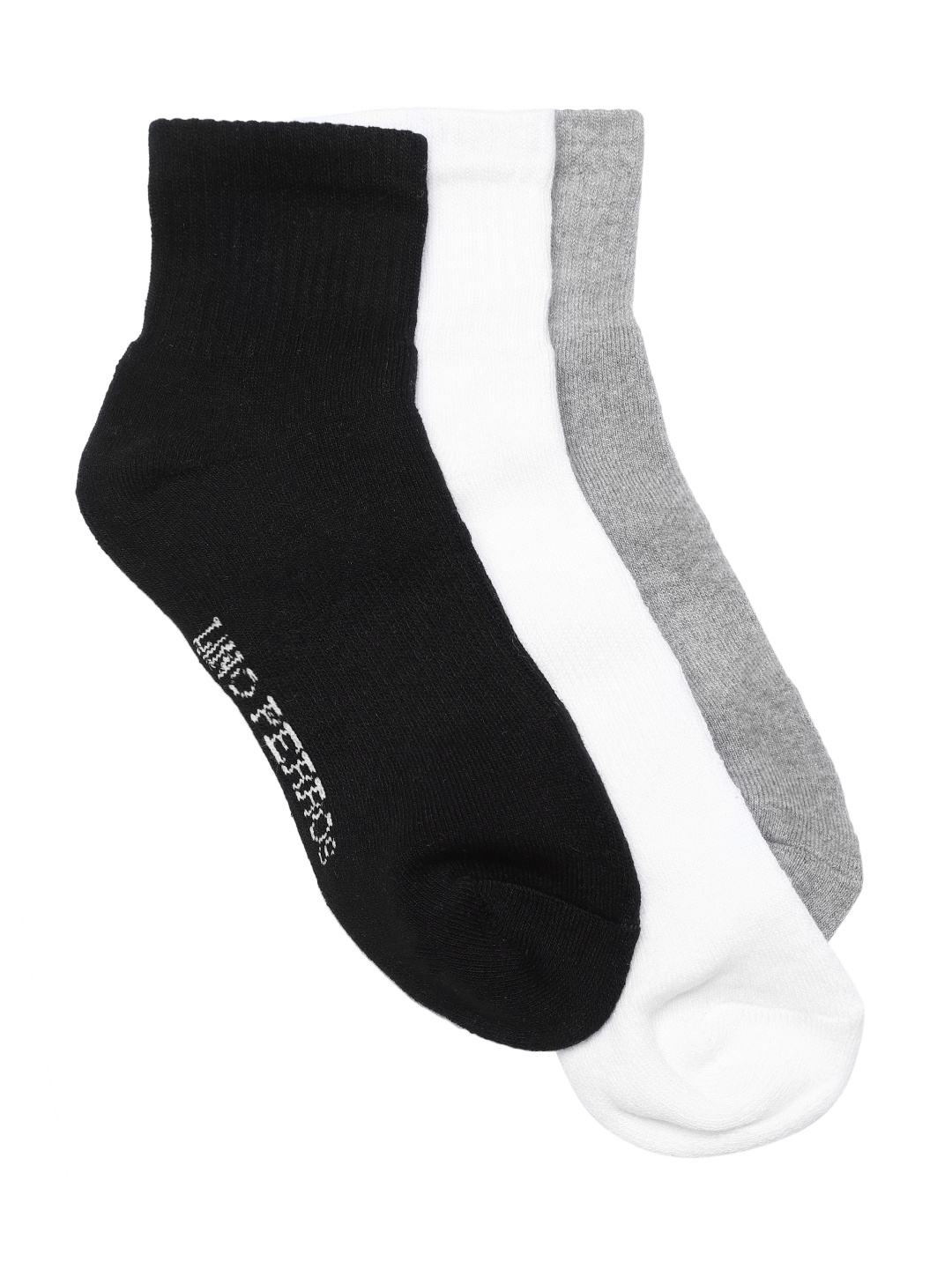 

Lino Perros Men Pack of 3 Solid Ankle-Length Socks, Black