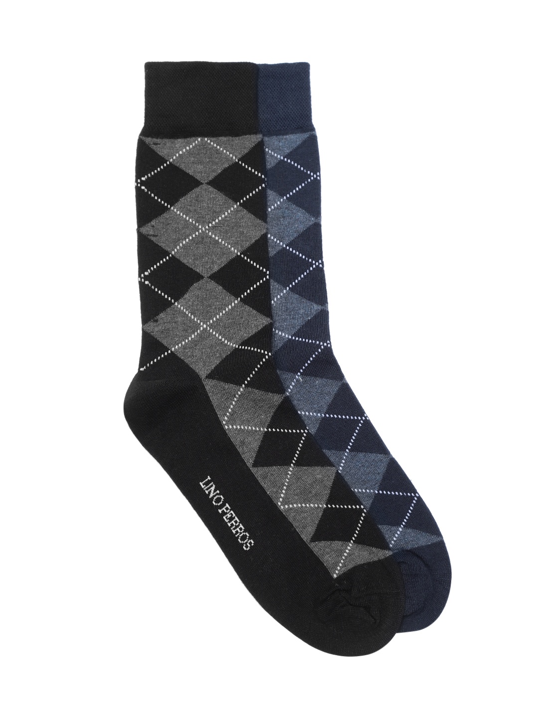 

Lino Perros Men Pack of 2 Argyle Pattern Above Ankle-Length Socks, Blue