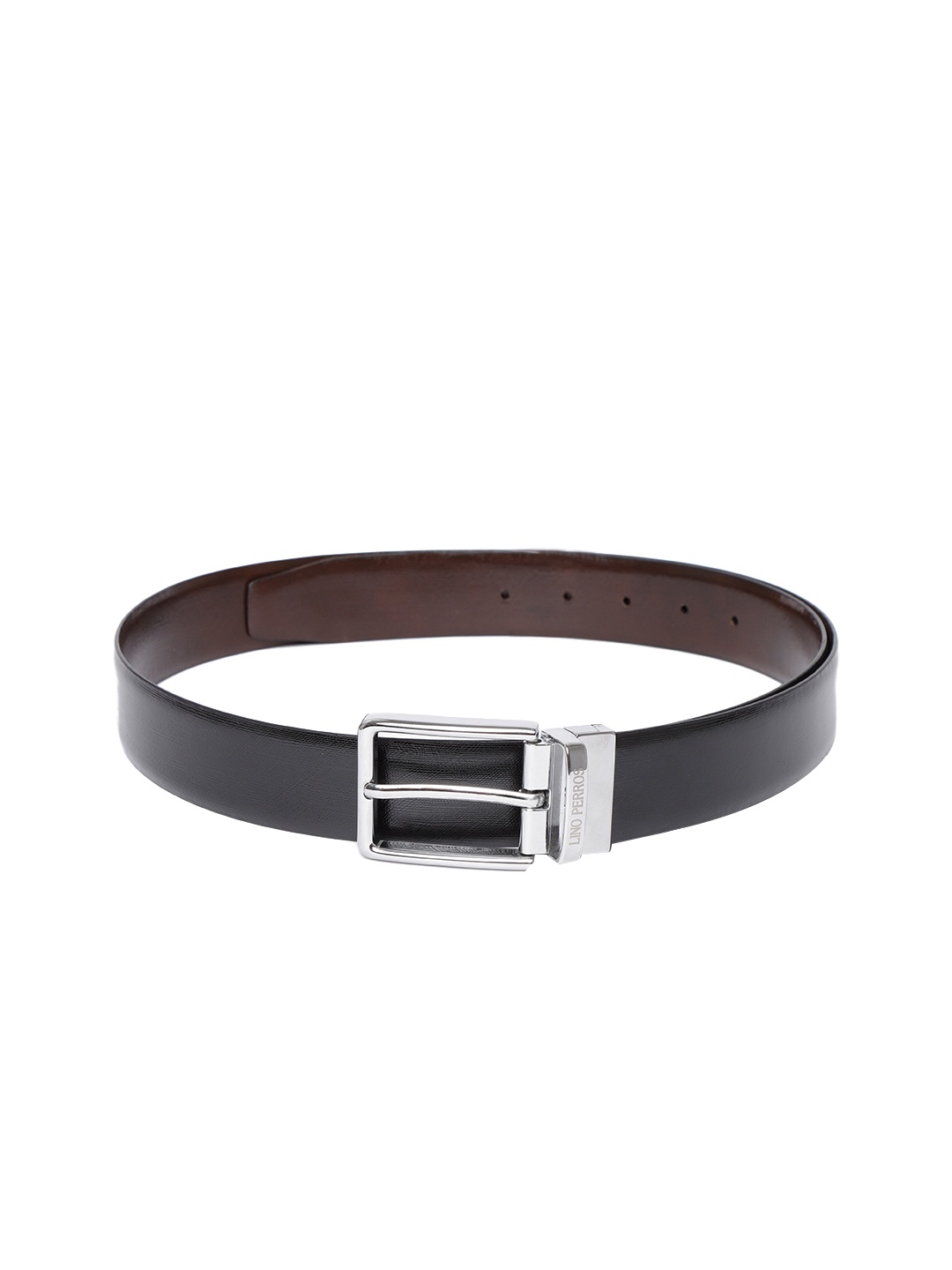 

Lino Perros Men Black & Brown Leather Solid Belt