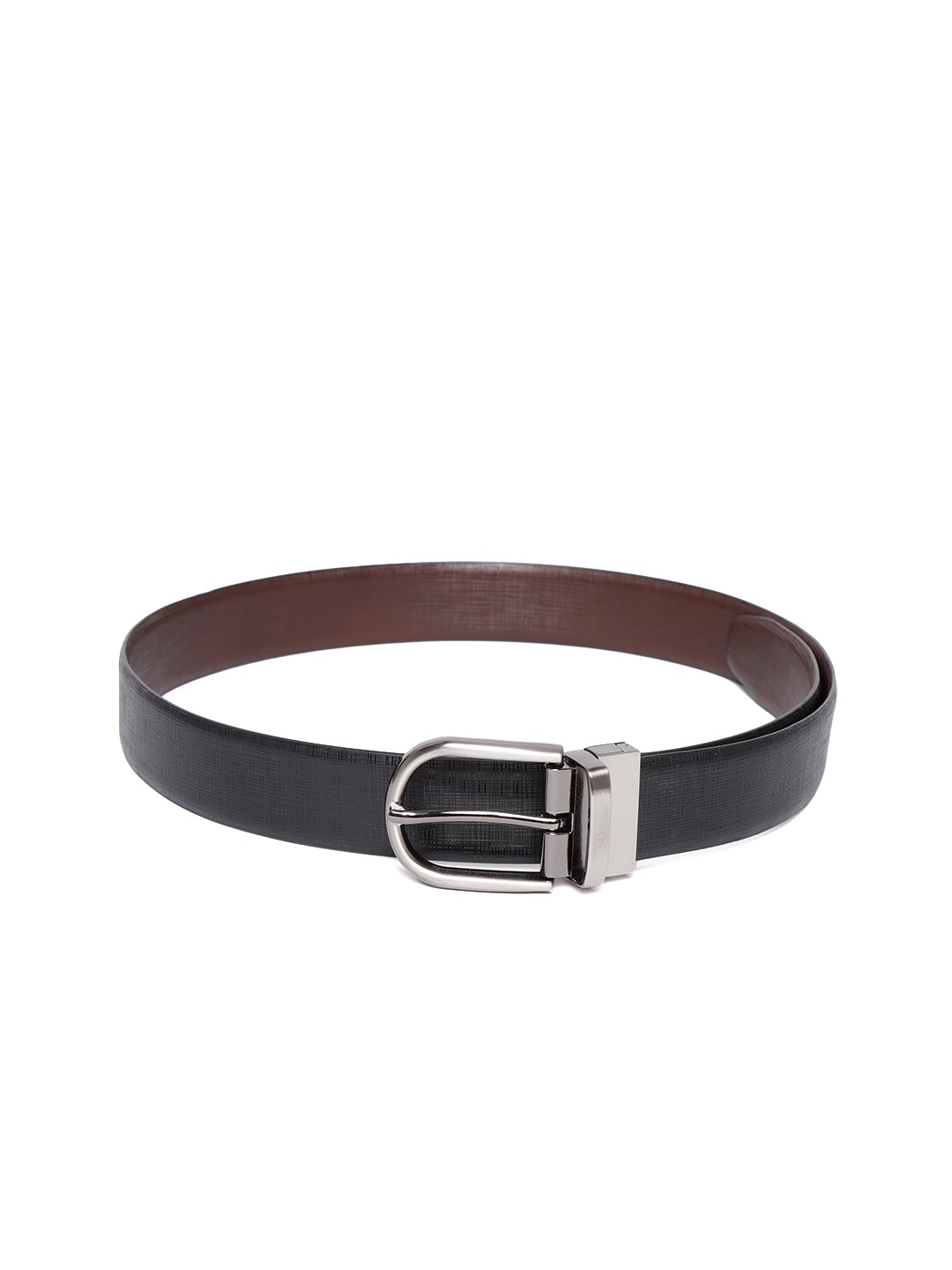

Lino Perros Men Black & Brrown Leather Textured Belt, Brown