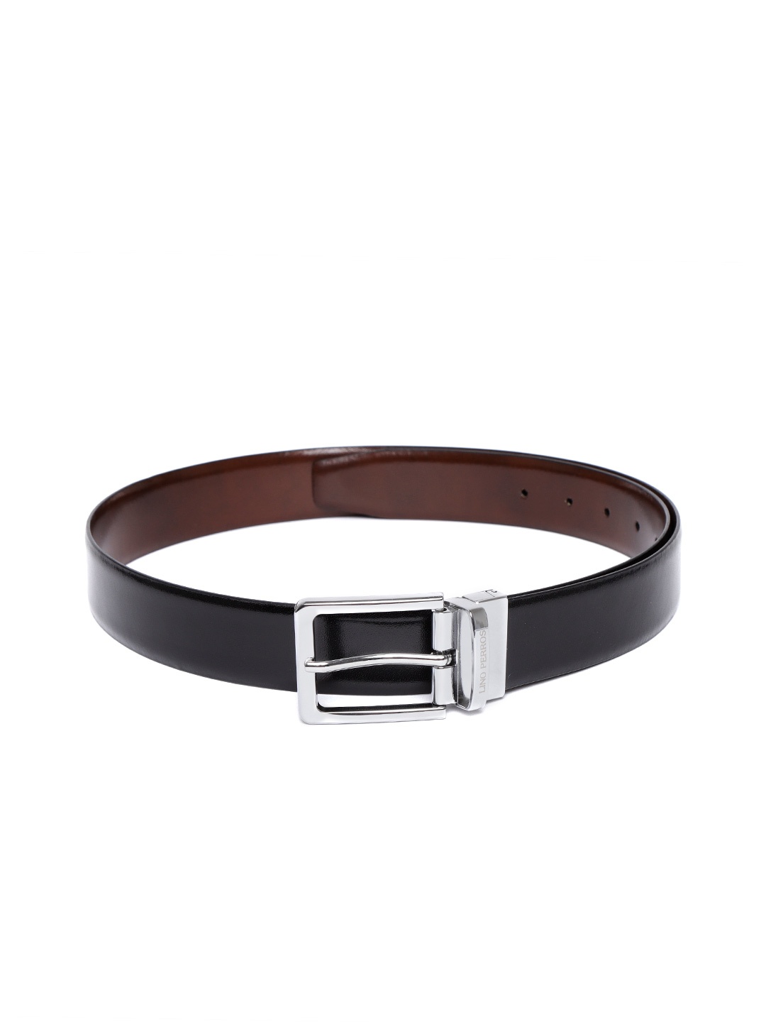 

Lino Perros Men Black & Brown Leather Solid Belt