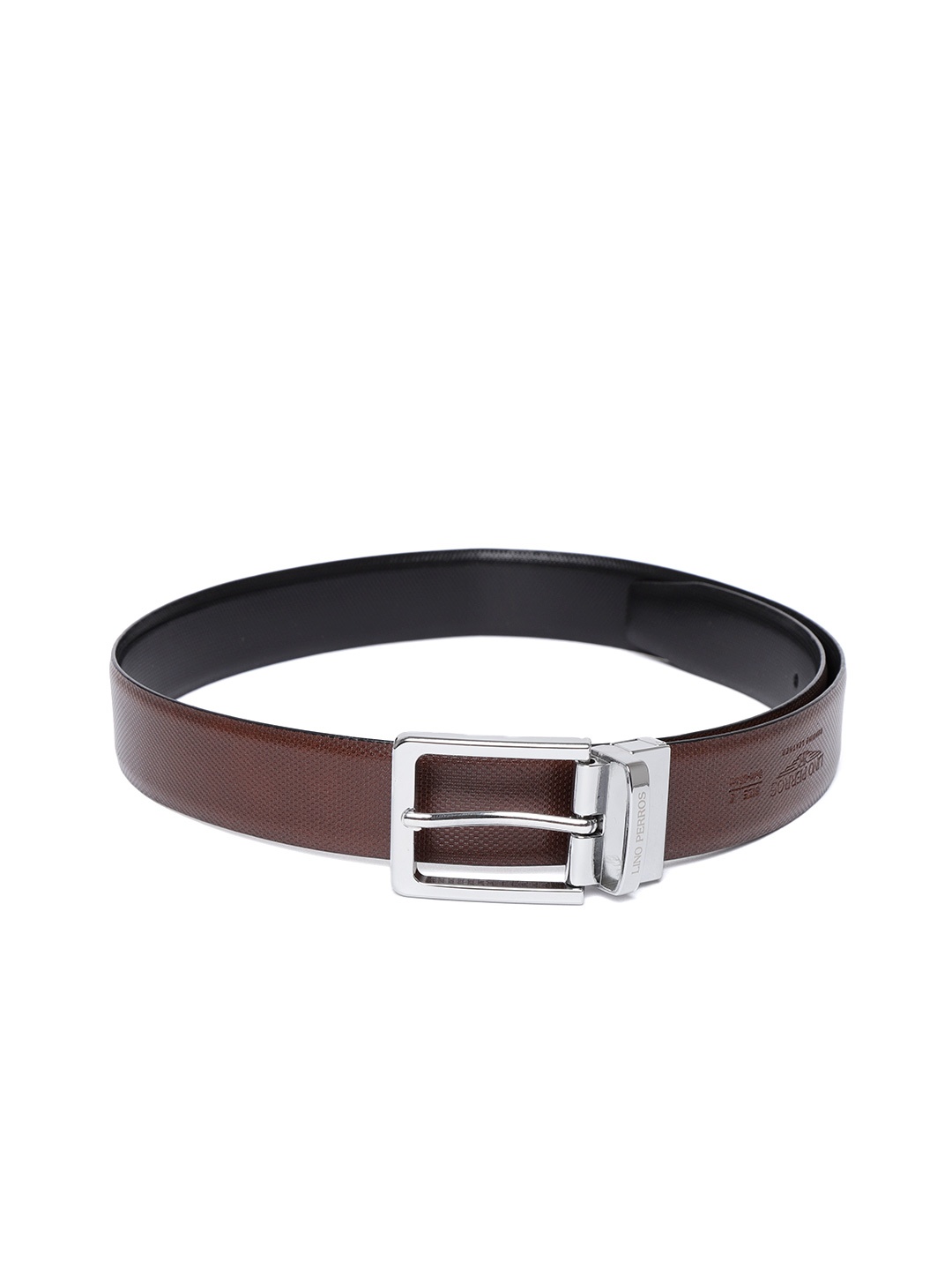 

Lino Perros Men Brown & Black Leather Textured Belt