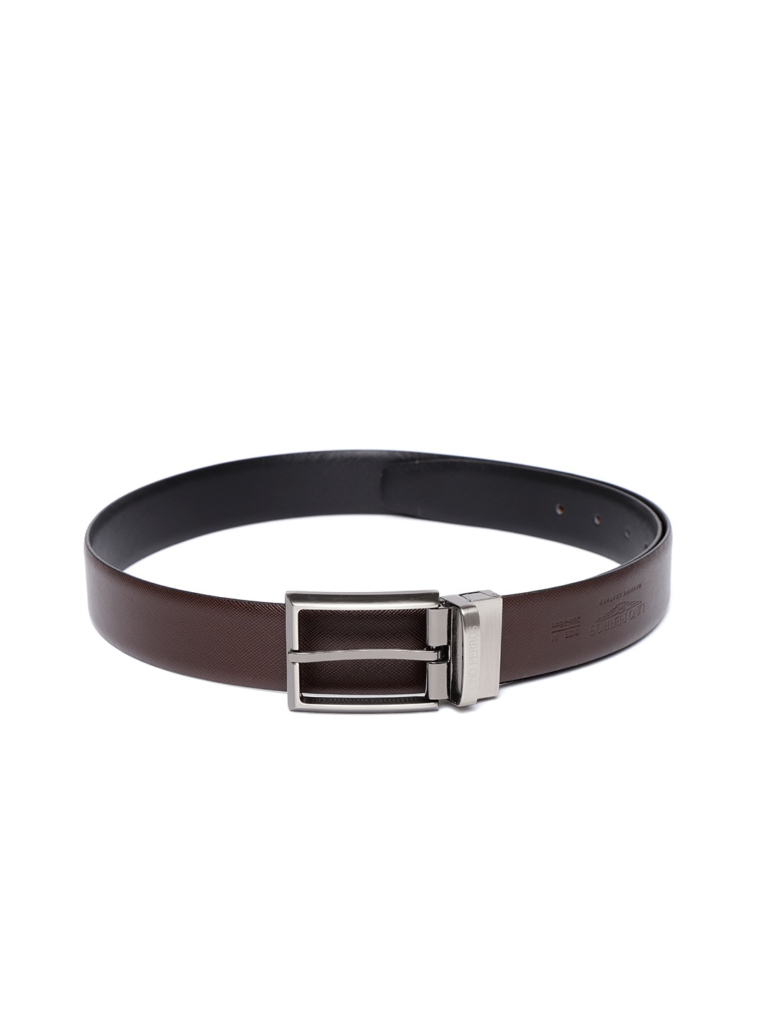 

Lino Perros Men Black & Brown Leather Solid Belt