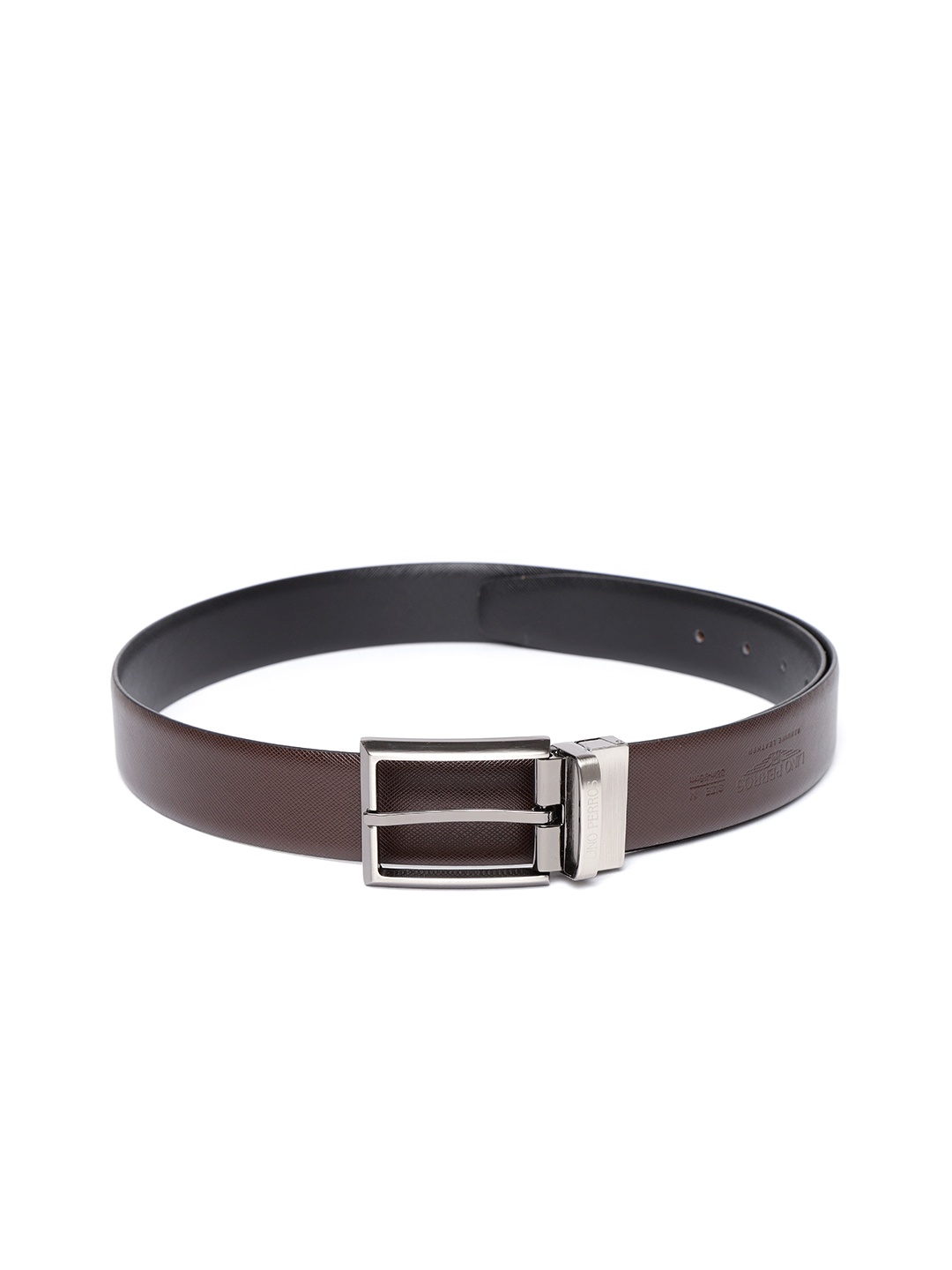 

Lino Perros Men Black & Coffee Brown Solid Reversible Leather Belt