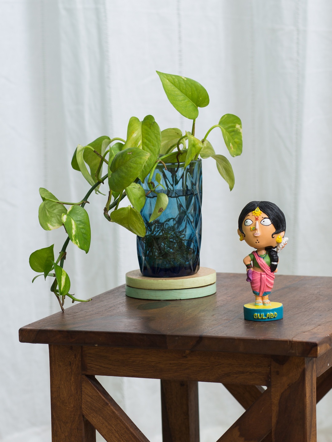 

Chumbak Pink & Multicoloured Gulabo Bobblehead Showpiece
