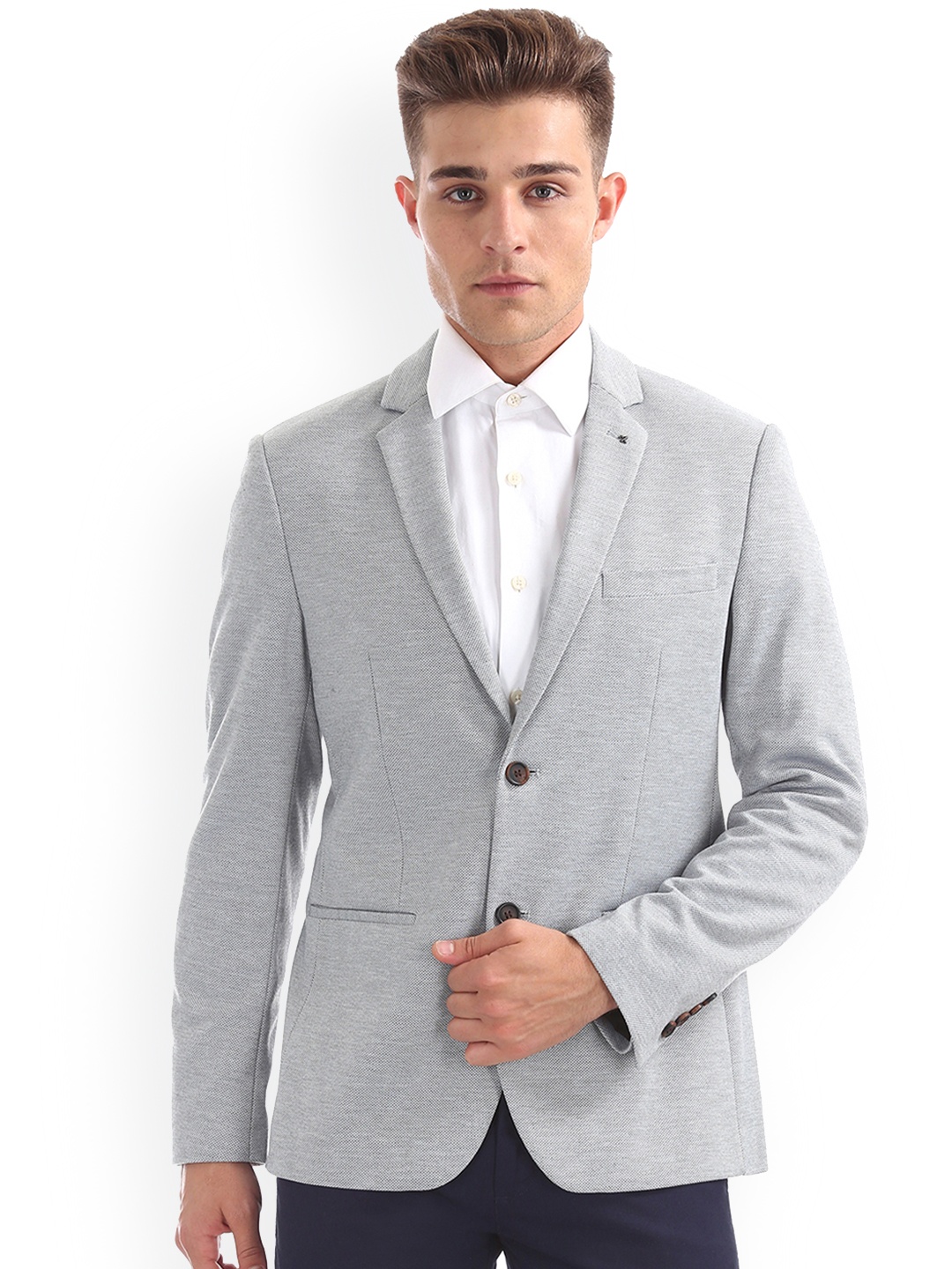 

Arrow New York Men Grey Solid Single-Breasted Blazer