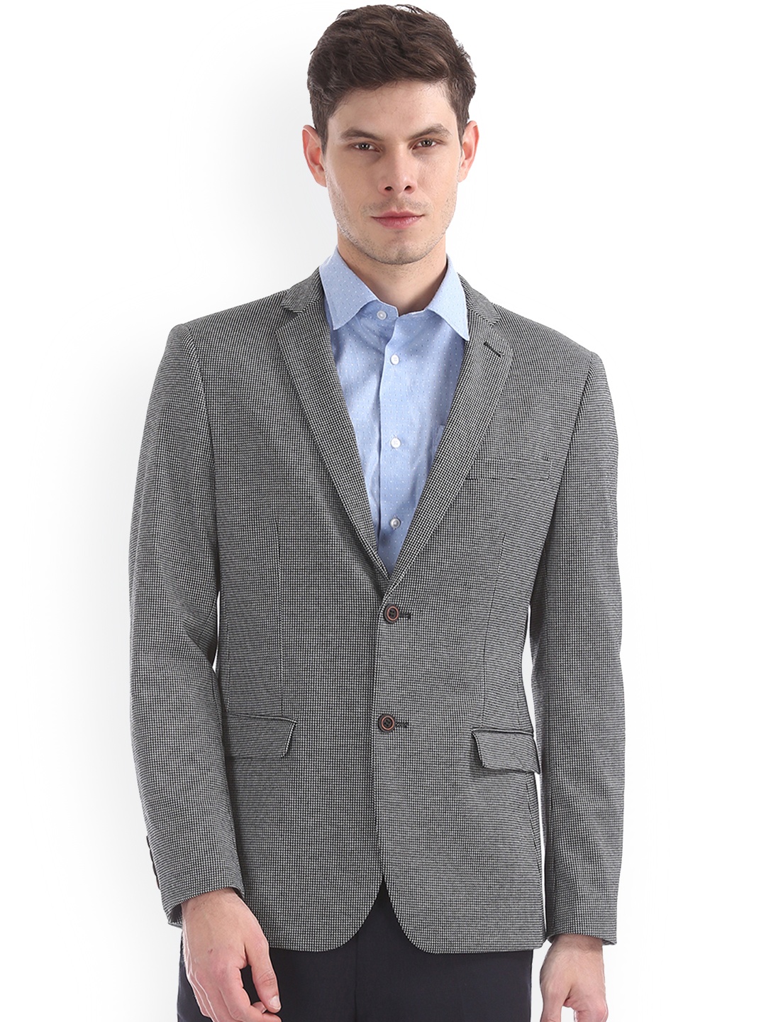 

Arrow New York Men Black Self-Design Single-Breasted Blazer