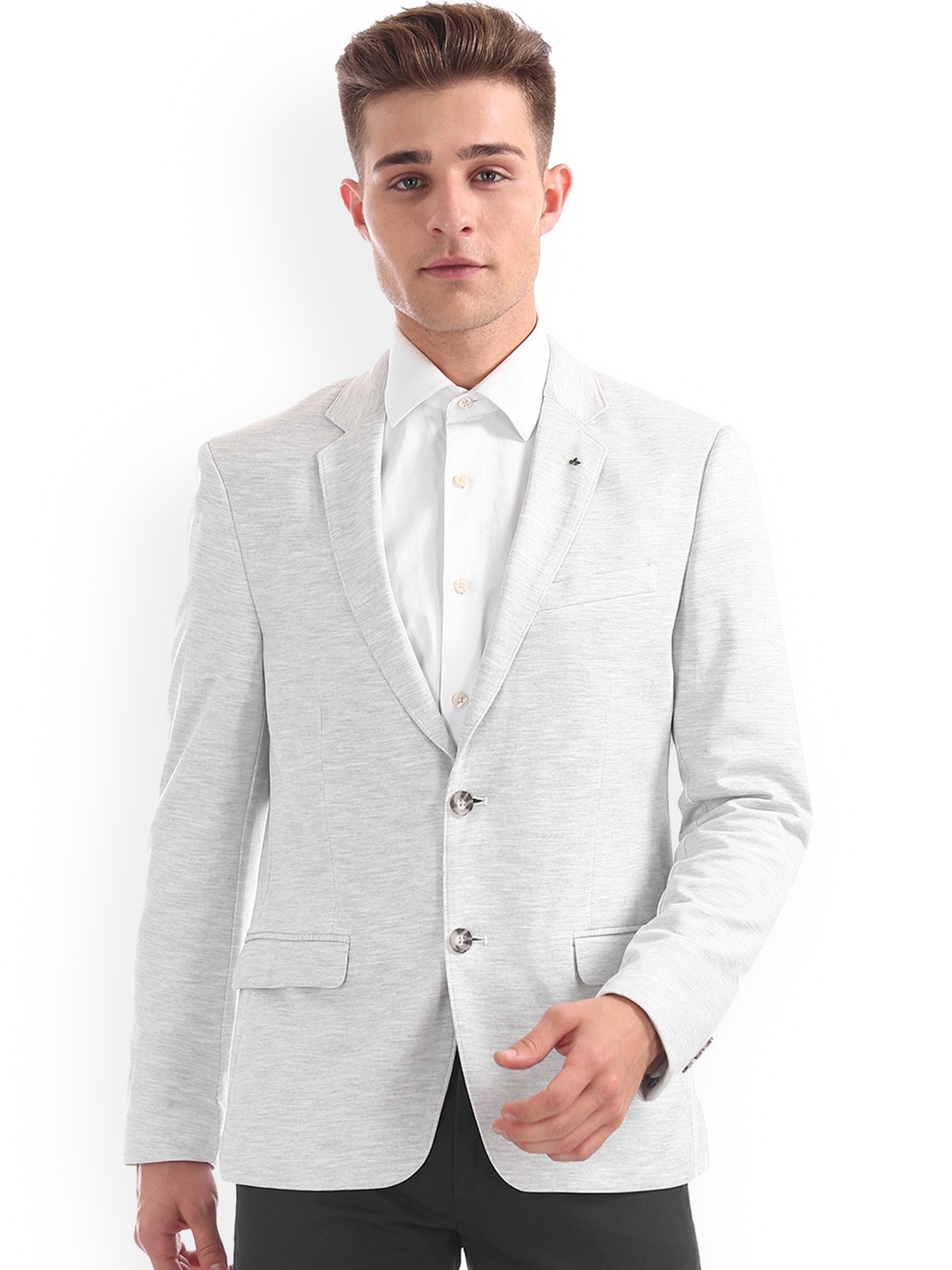 

Arrow New York Men Grey Melange Solid Single-Breasted Blazer