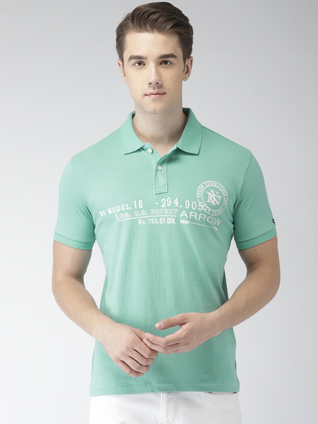 

Arrow Sport Men Blue Printed Polo Collar Pure Cotton T-shirt