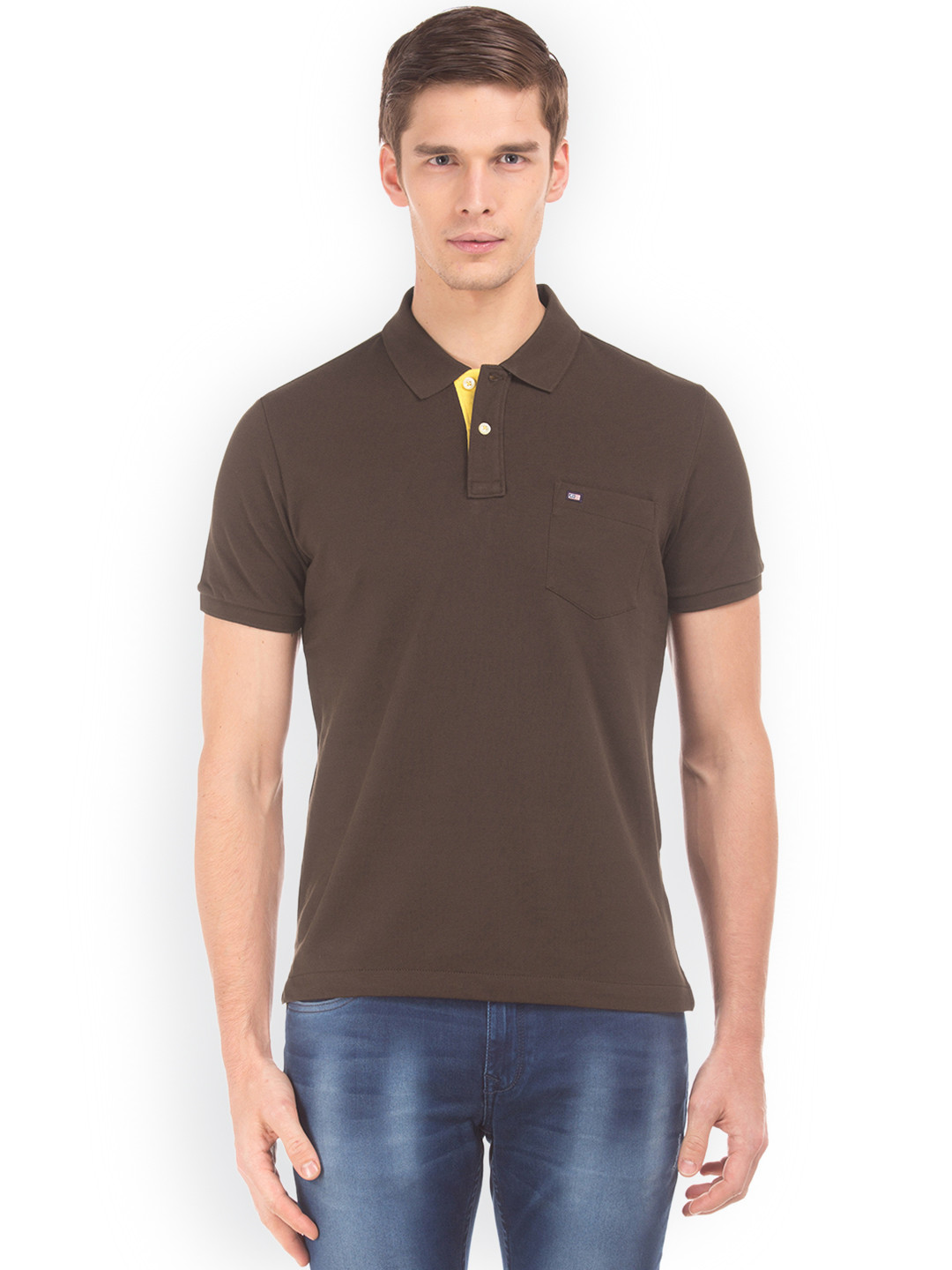 

Arrow Sport Men Brown Solid Polo Collar T-shirt