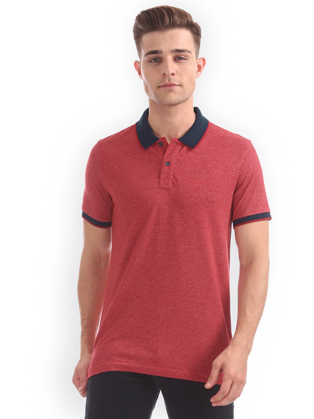 

Arrow Sport Men Red Solid Polo Collar Pure Cotton T-shirt