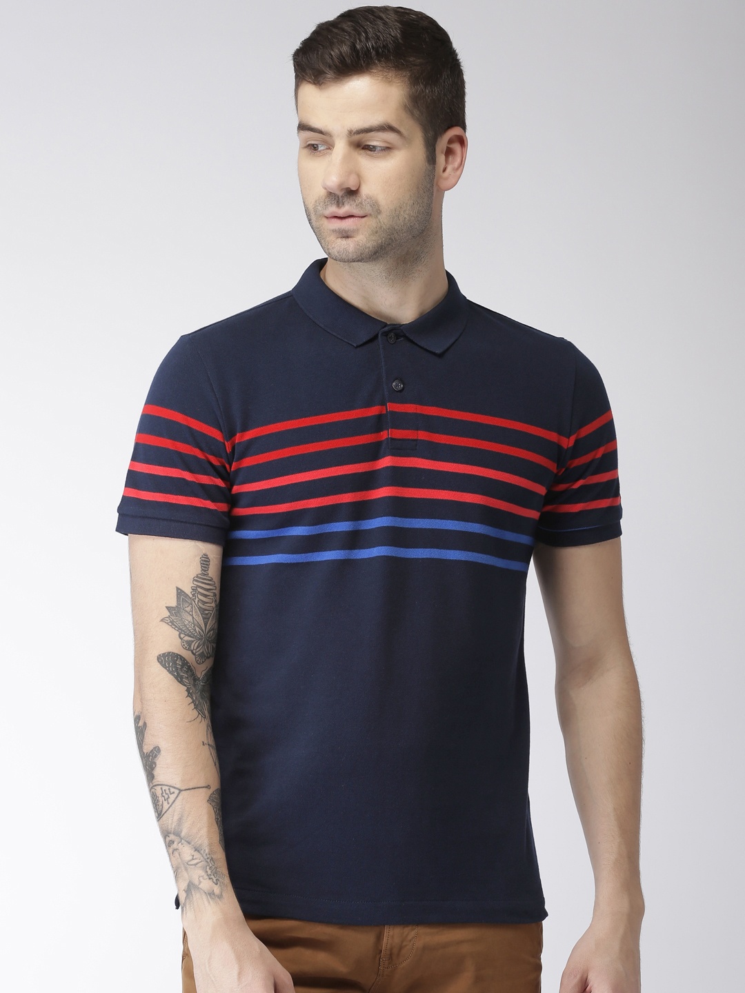 

Arrow Sport Men Navy Blue Solid Polo Collar T-shirt