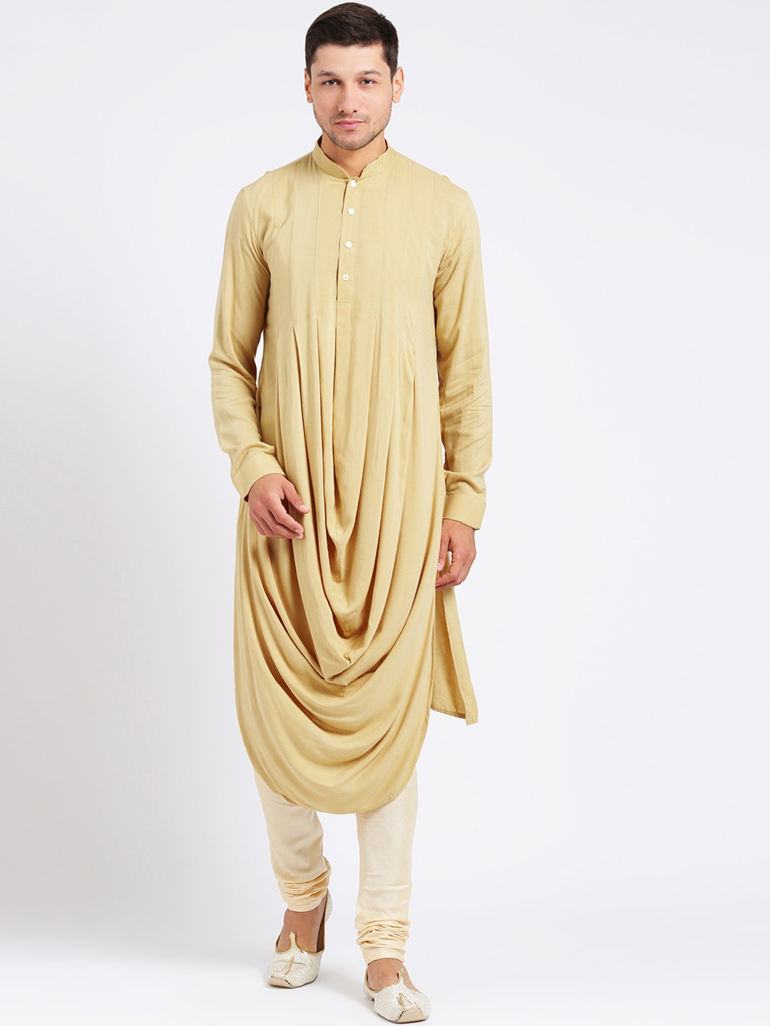 

KISAH Men Beige Solid Kurta with Churidar