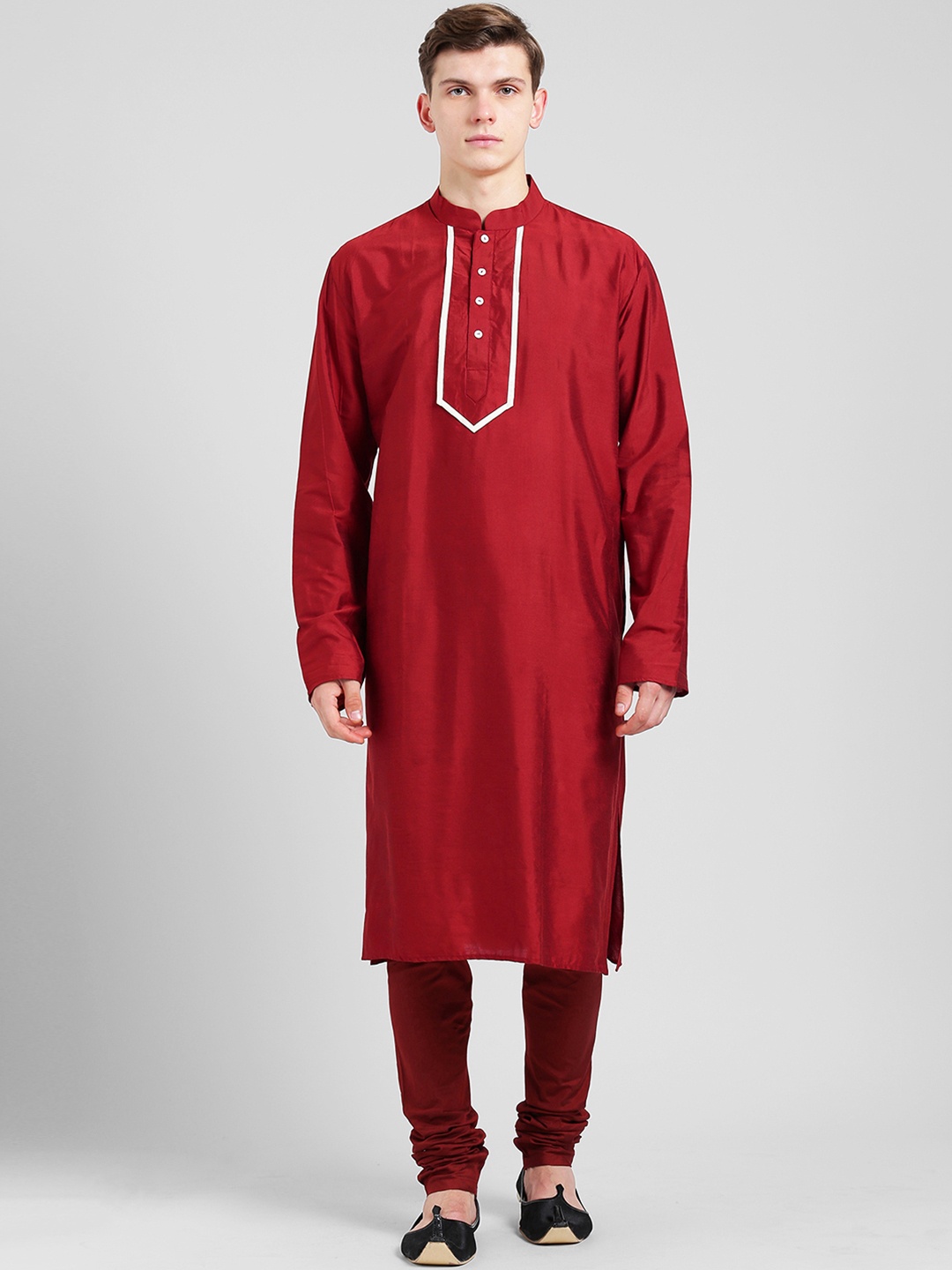 

KISAH Men Red Solid Kurta with Churidar