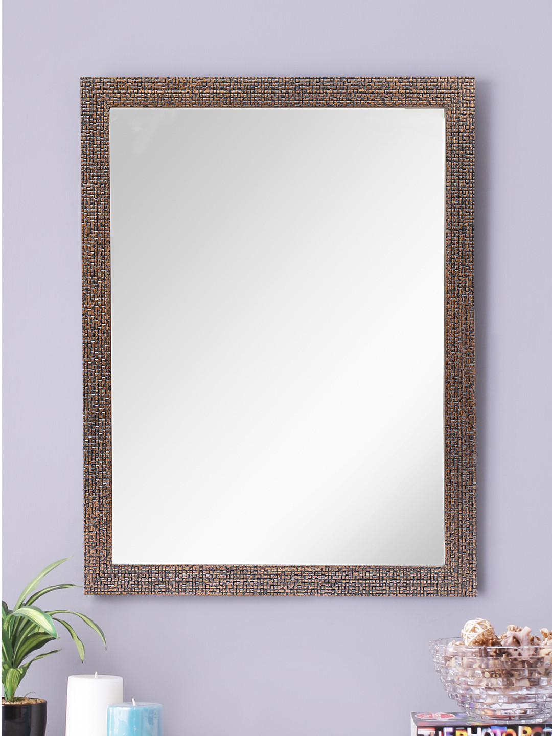 

999Store Brown Fibre Wall Mirror
