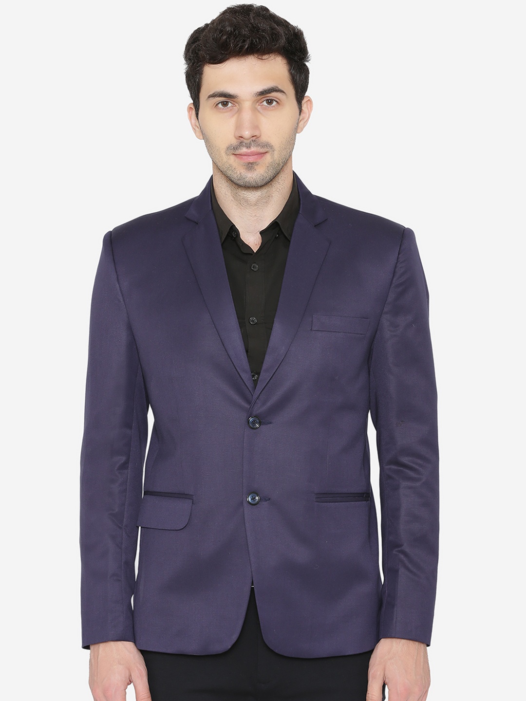 

Wintage Men Navy Blue Solid Tailored Fit Single-Breasted Formal Blazer