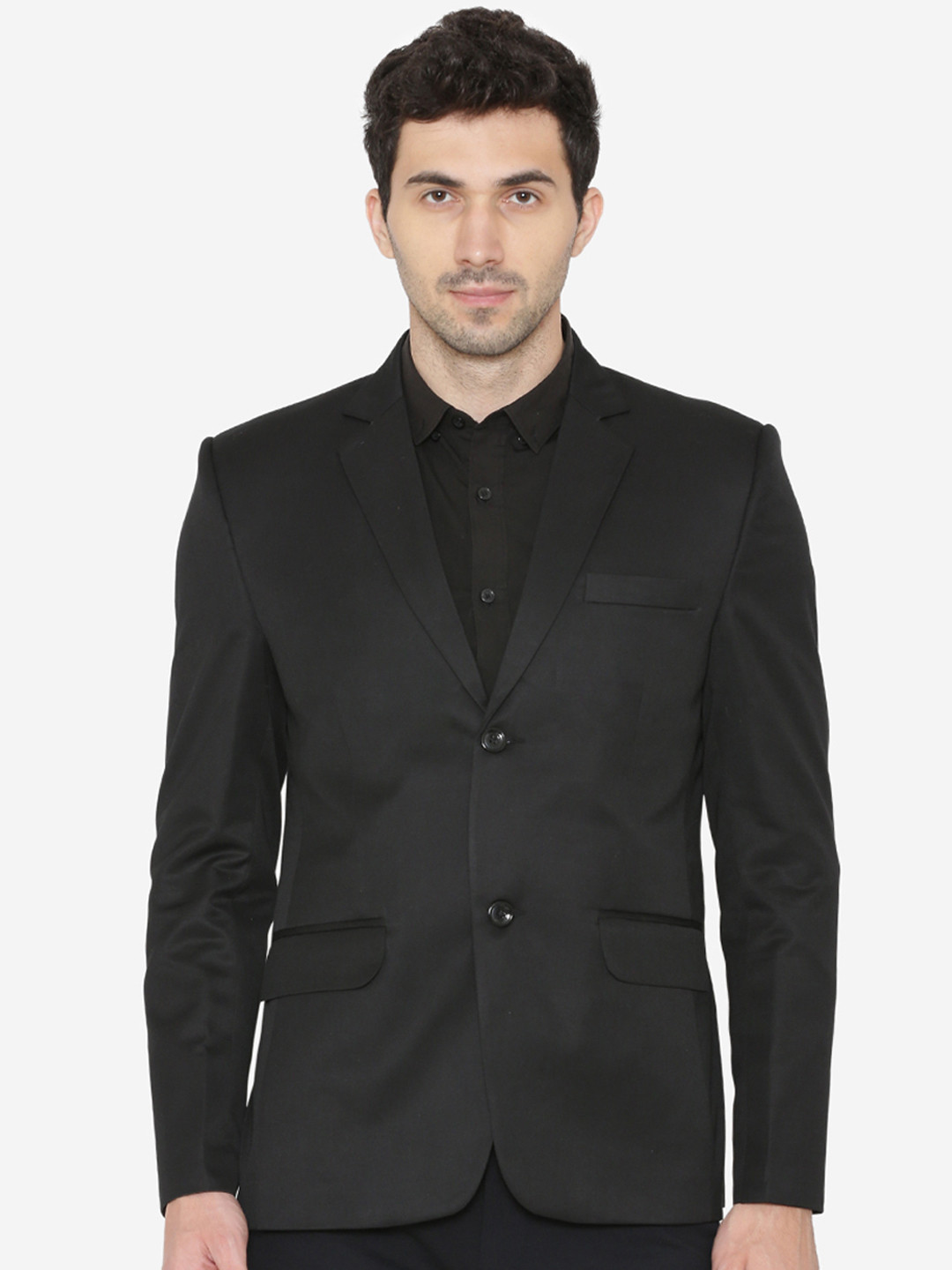 

Wintage Men Black Solid Tailored Fit Single-Breasted Formal Blazer