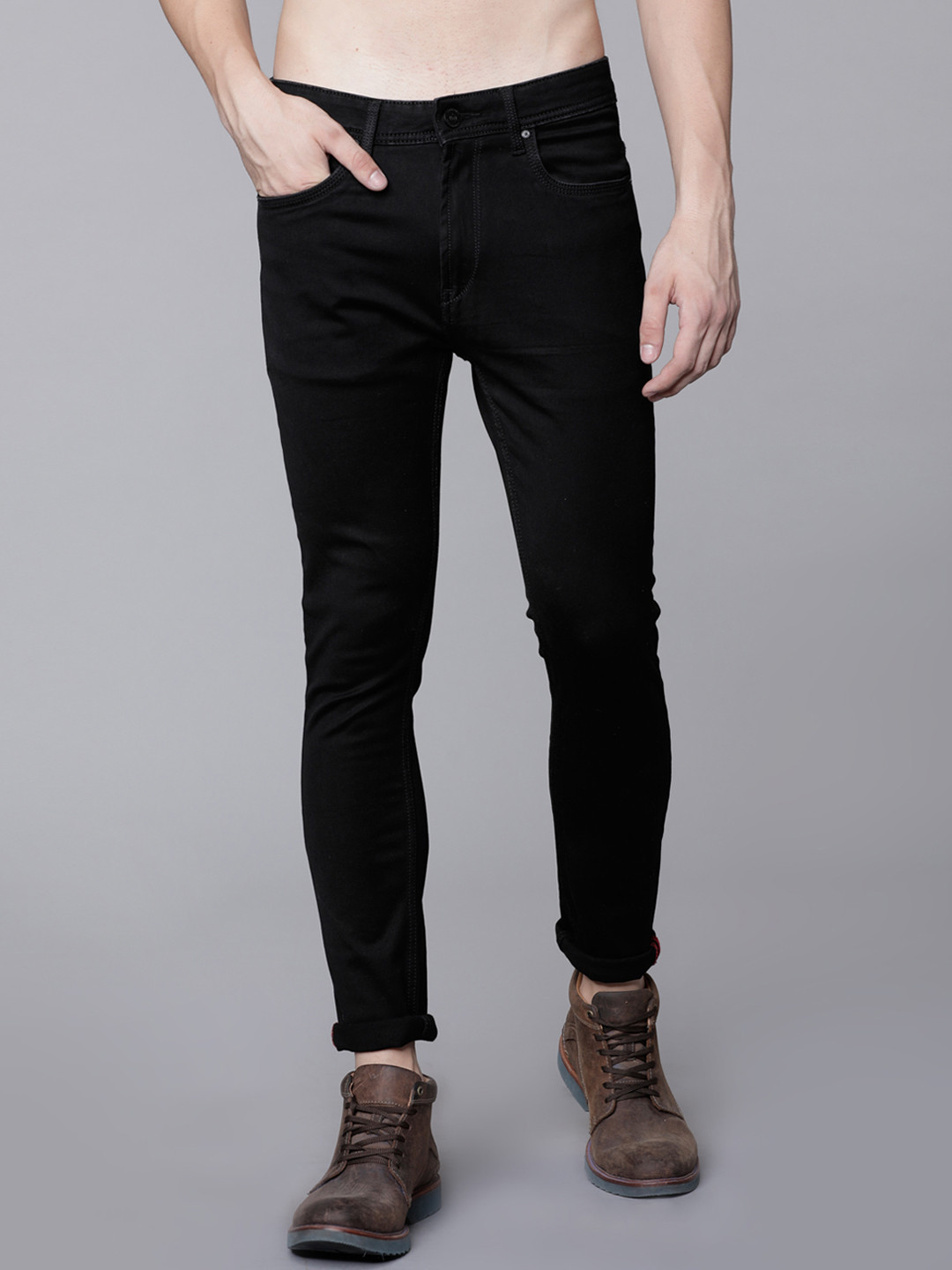 

LOCOMOTIVE Men Black Skinny Fit Mid-Rise Clean Look Stretchable Jeans