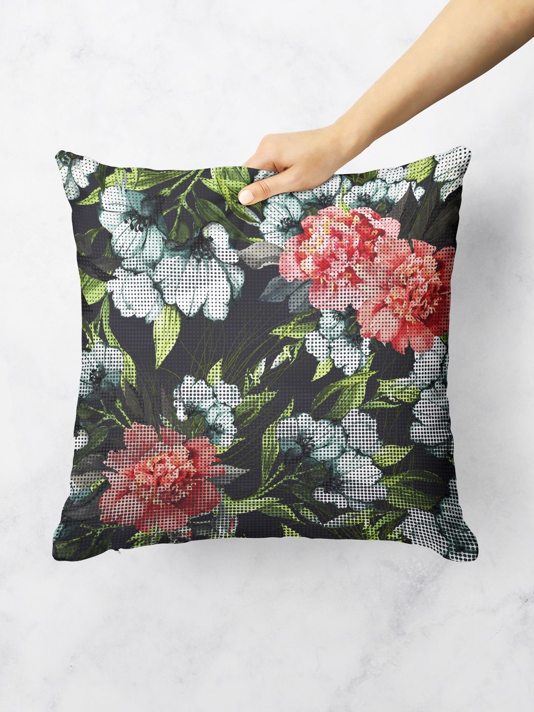 

BIANCA Black & White Floral Square Cushion Covers