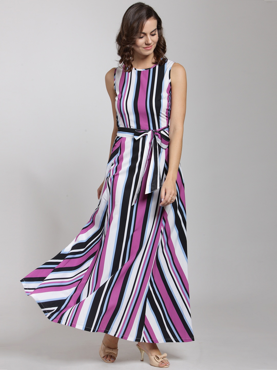 

plusS Women Multicoloured Striped Maxi Dress, Multi