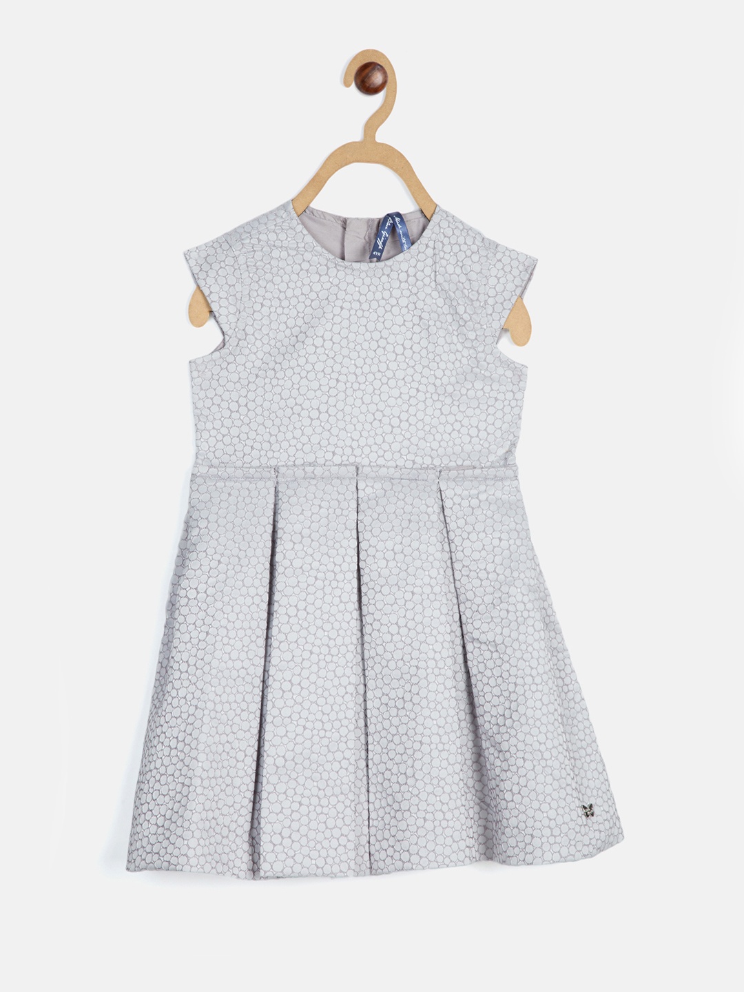 

Blue Giraffe Girls Grey Self Design Fit and Flare Dress