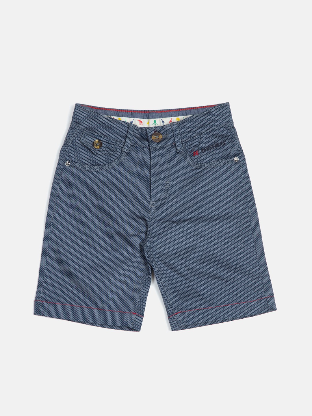 

Blue Giraffe Boys Navy Blue Printed Regular Fit Regular Shorts