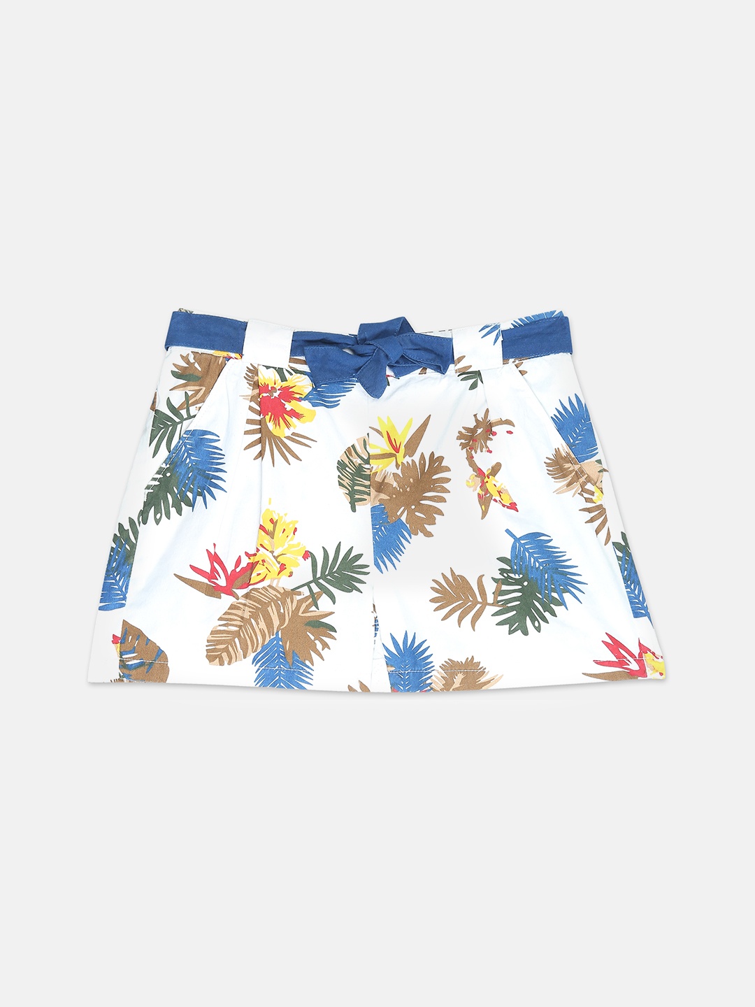 

Blue Giraffe Girls Off-White Printed Regular Fit Regular Shorts