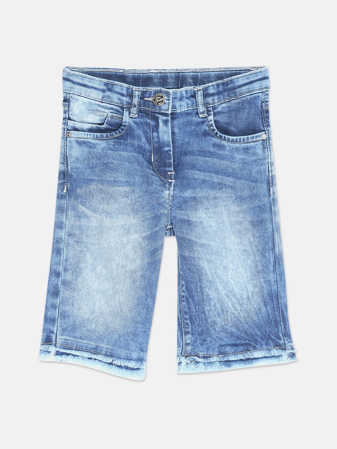 

Blue Giraffe Girls Blue Washed Regular Fit Denim Shorts
