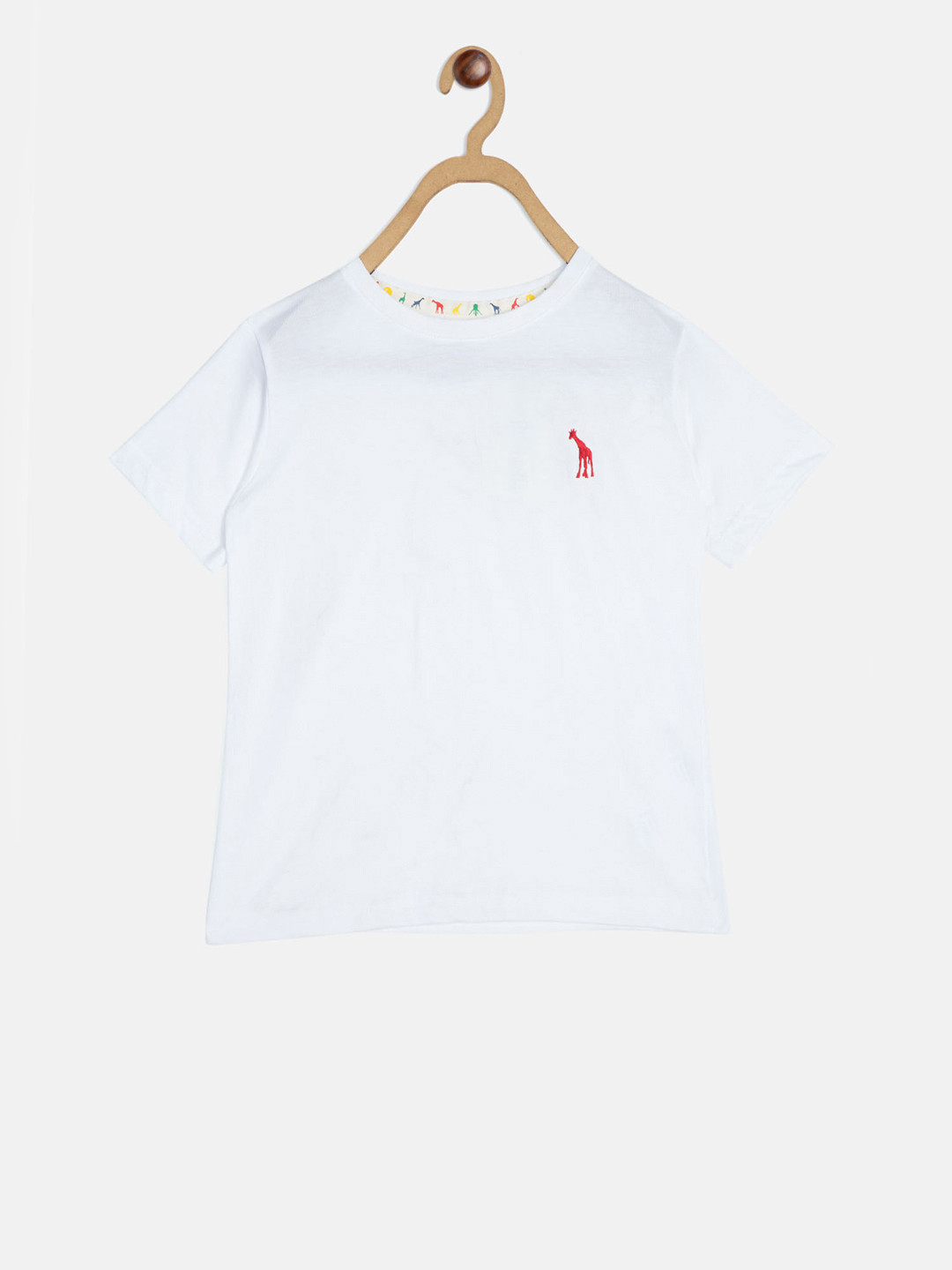 

Blue Giraffe Boys White Solid Round Neck T-shirt