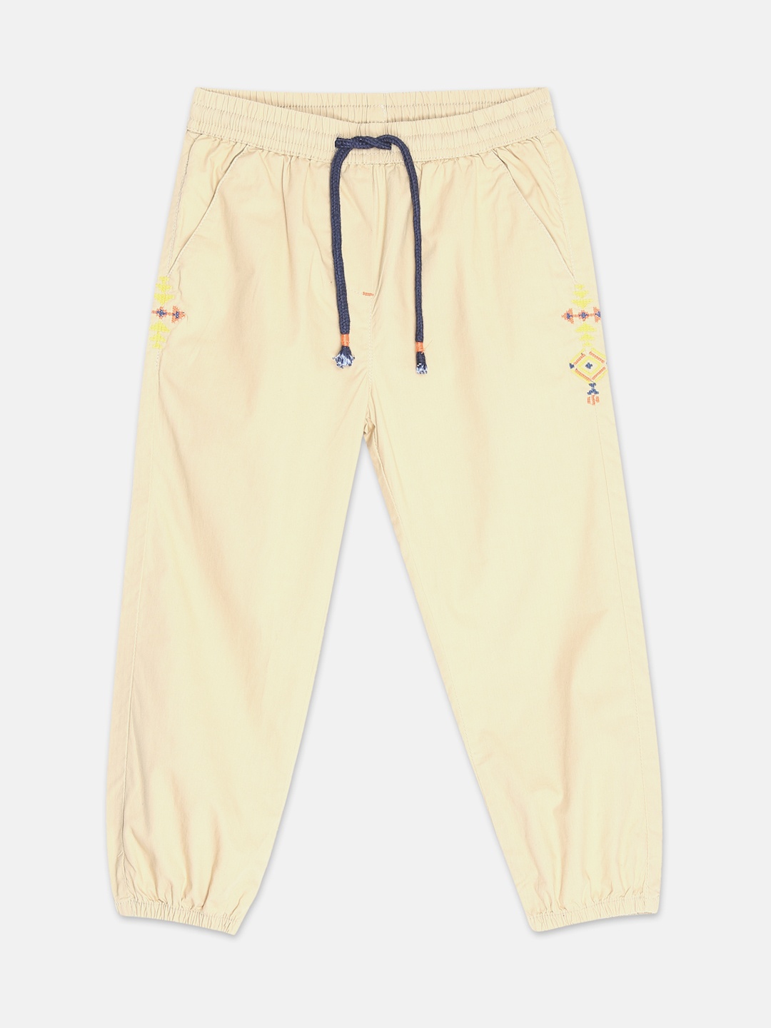 

Blue Giraffe Girls Beige Regular Fit Solid Joggers
