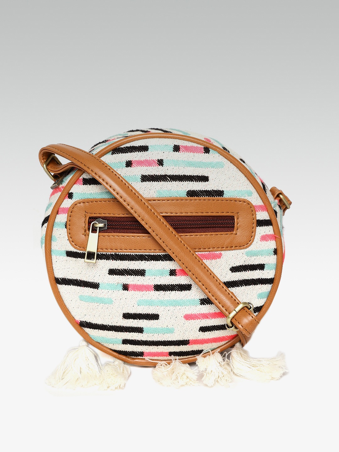 

ZAREGARE Off-White & Pink Self-Design Sling Bag