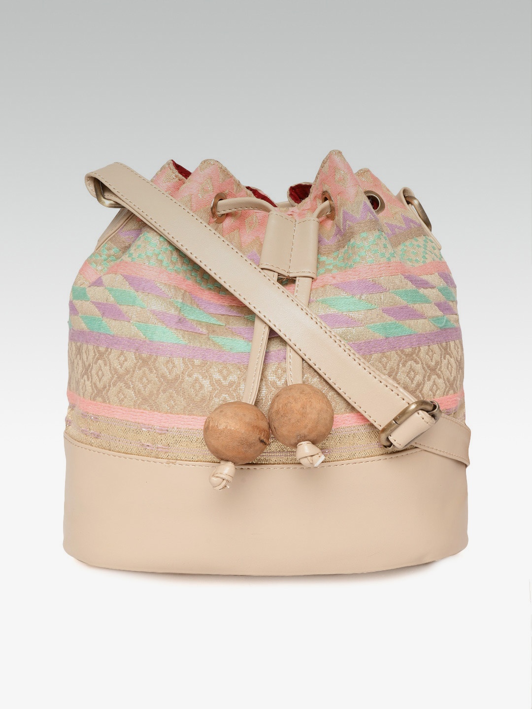 

ZAREGARE Beige & Pink Self Design Sling Bag