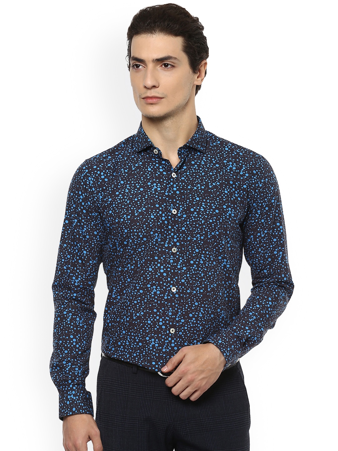 

SIMON CARTER LONDON Men Blue Slim Fit Printed Party Shirt