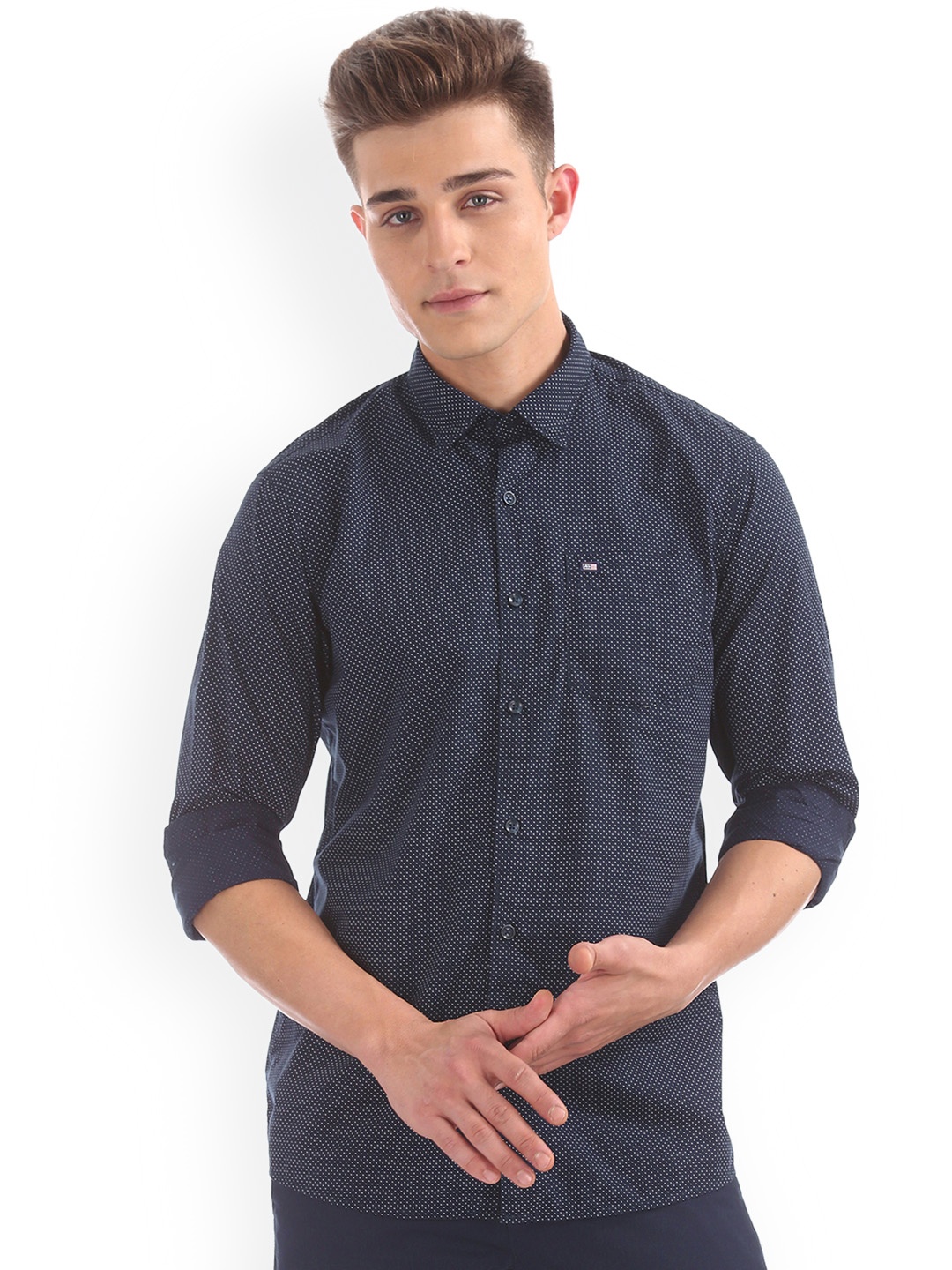 

Arrow Sport Men Navy Blue & White Slim Fit Printed Casual Shirt